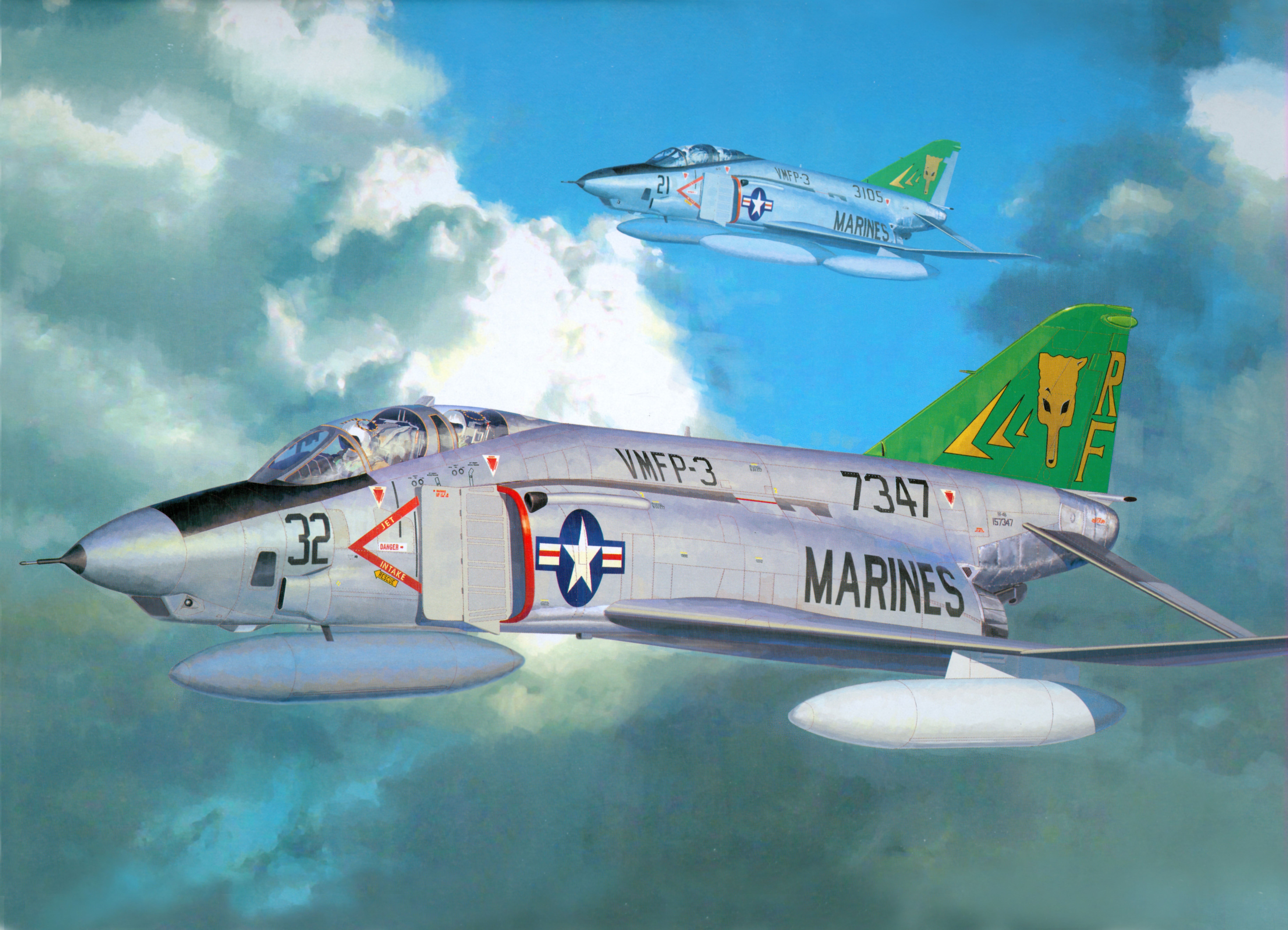 Two Marine F-4 Phantom IIs in flight HD Wallpaper