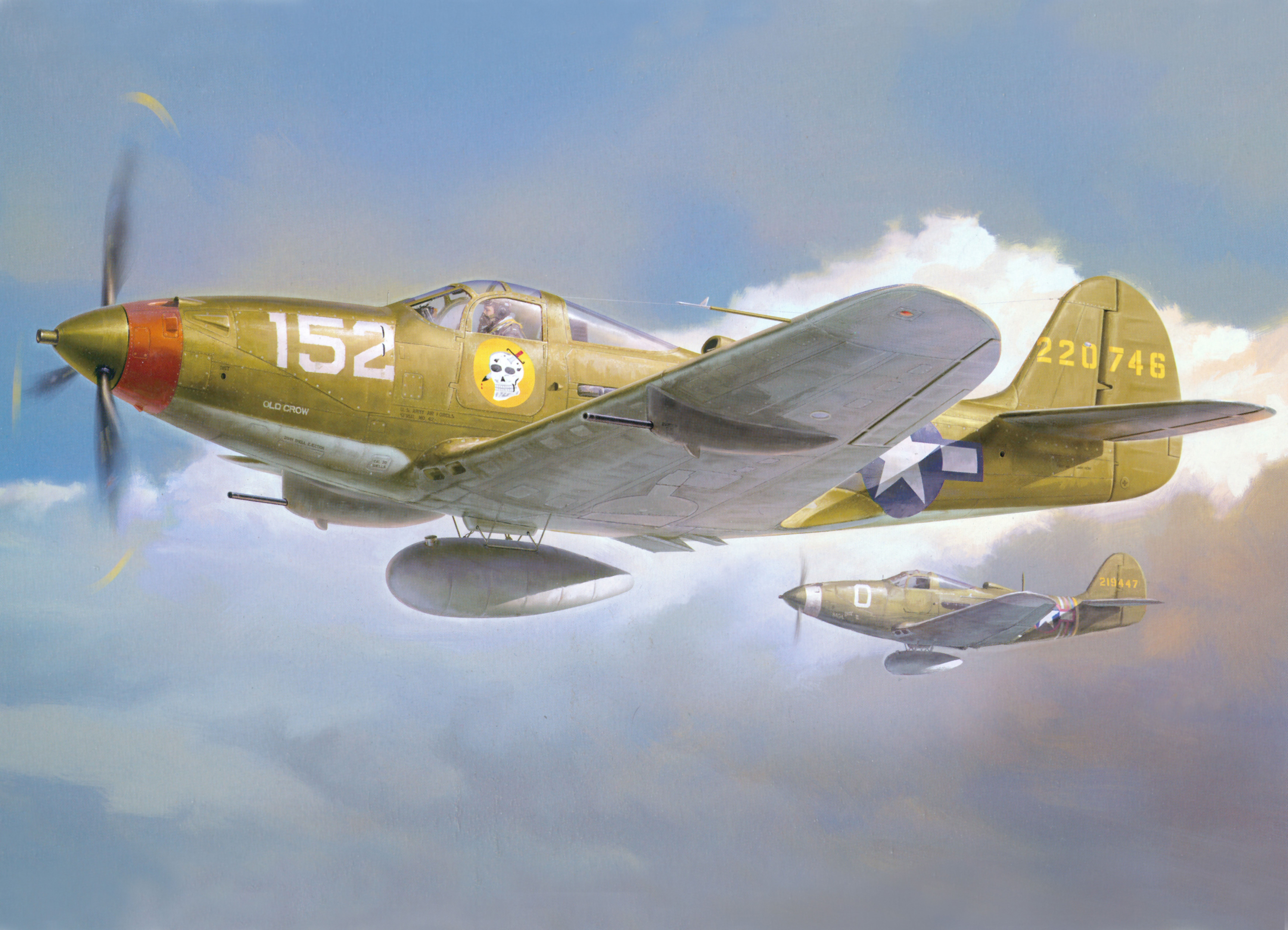 Bell P-39 Airacobra "Old Crow" airplanes in flight HD Wallpaper