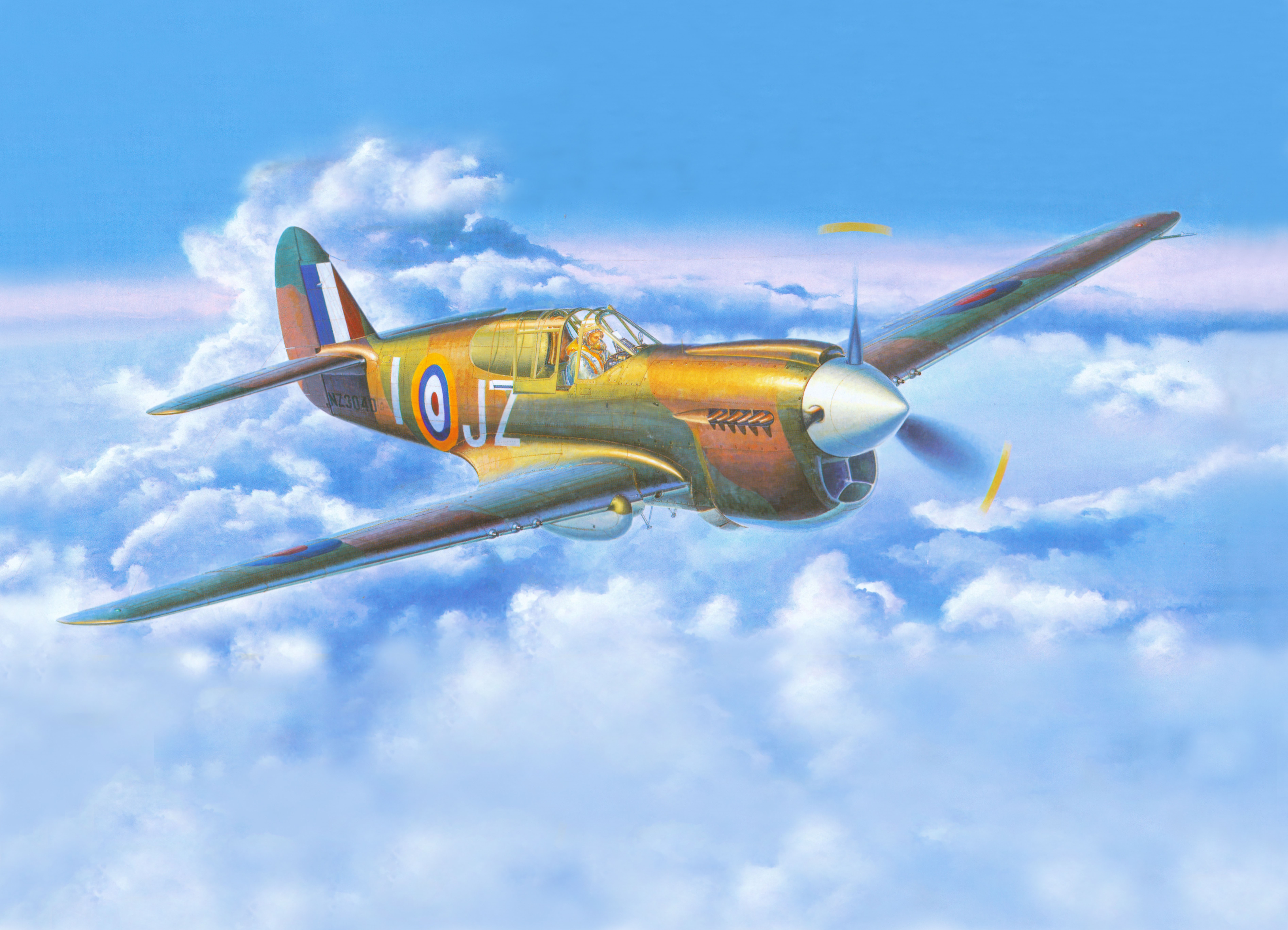 Curtiss P-40 Kittyhawk Mk.1a Airplane Painting HD Wallpaper