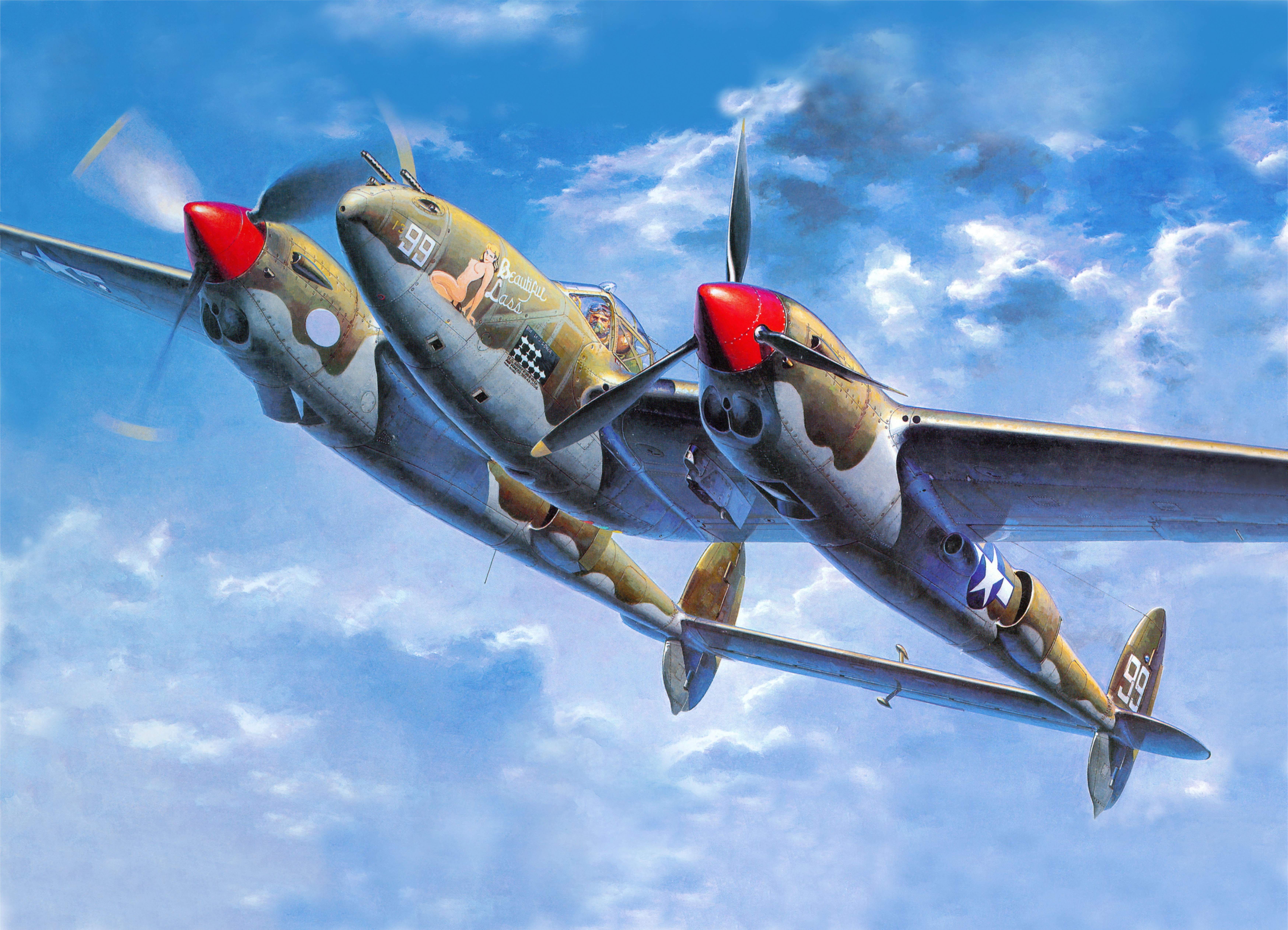 P-38 Lightning "Beautiful Dream" airplane painting HD Wallpaper