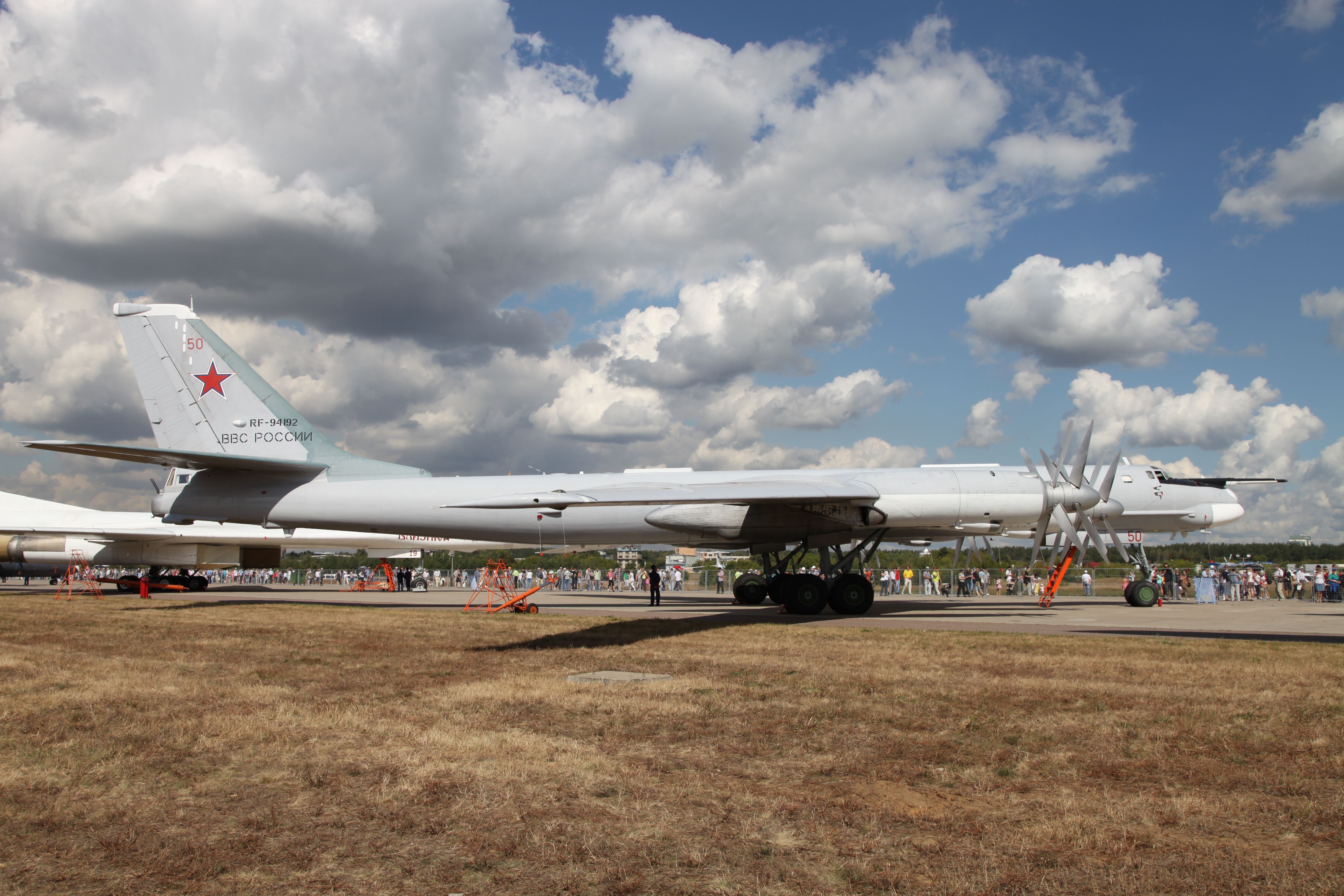 Tu-95 bomber aircraft on display HD Wallpaper