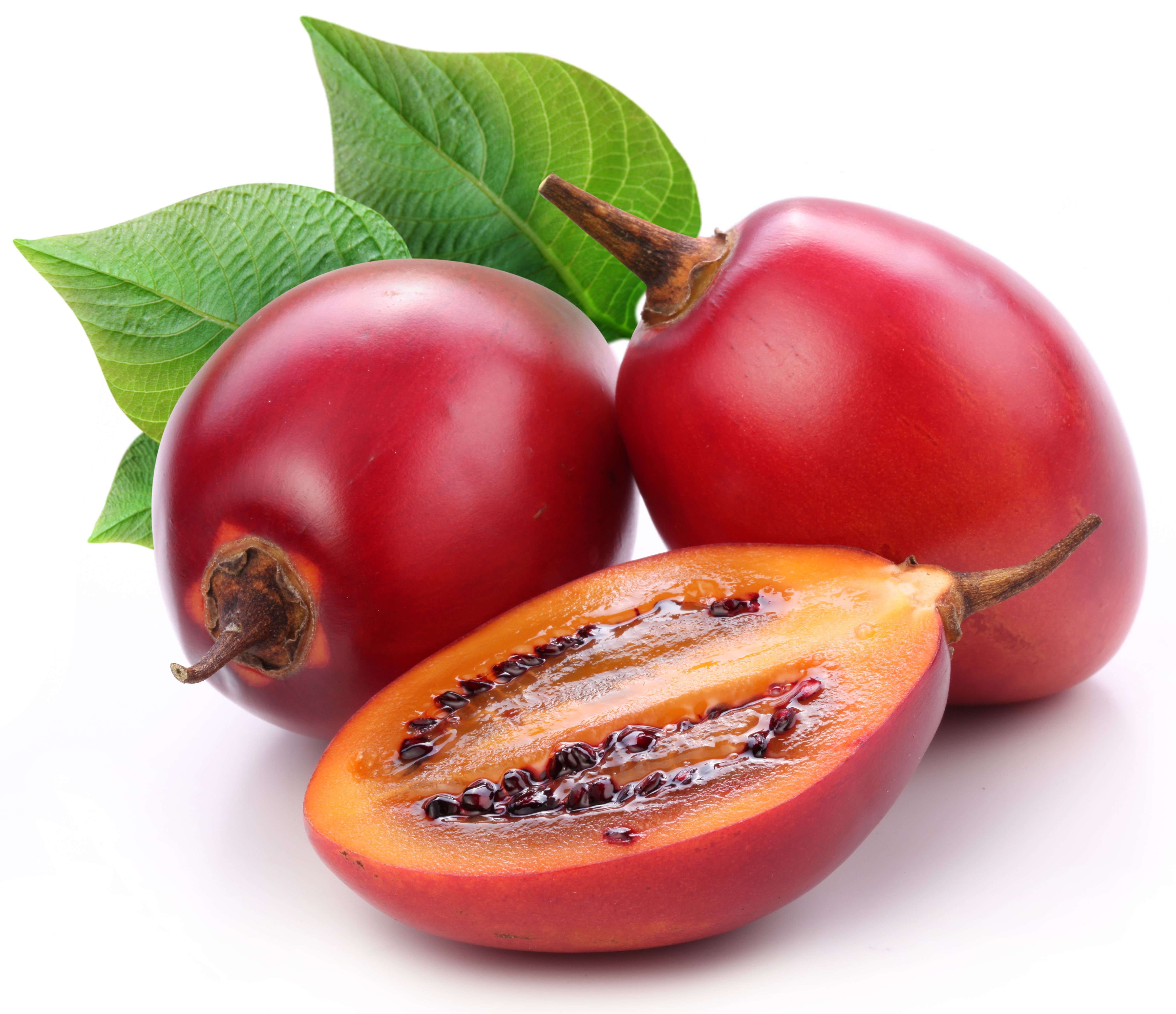 Tamarillo fruit with leaves HD Wallpaper