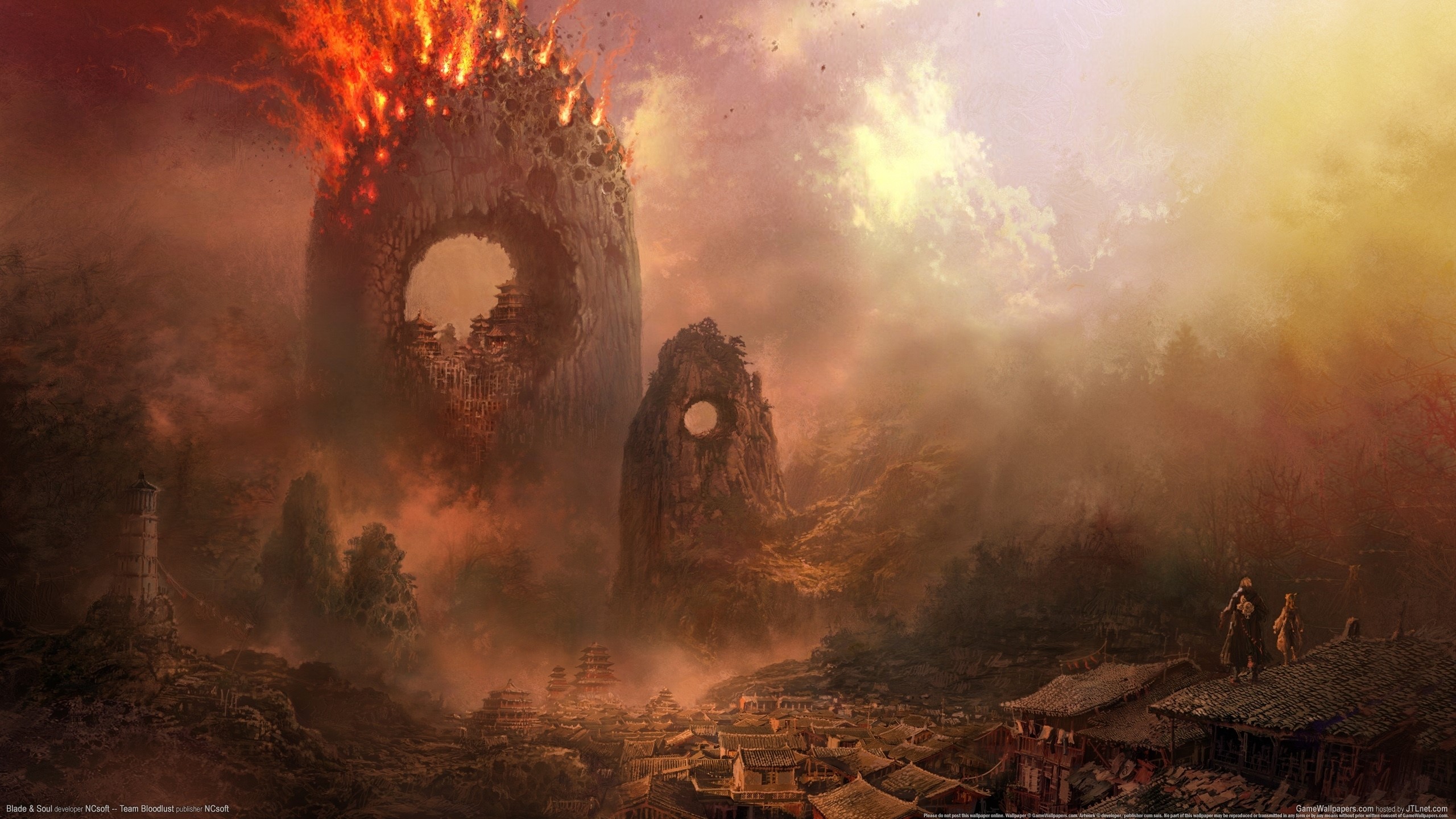 Blade & Soul: Burning Mountain Landscape HD Wallpaper