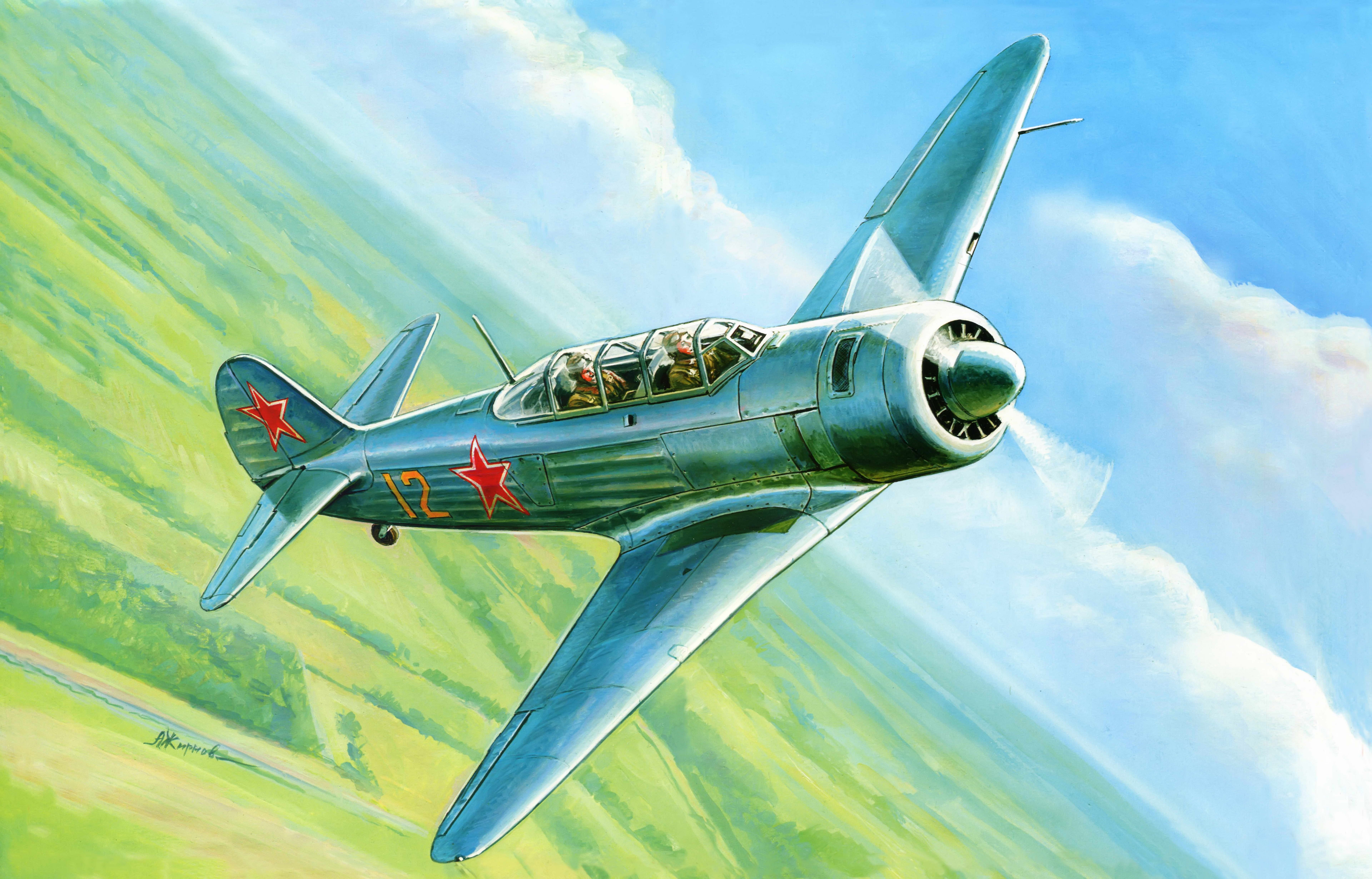 Yak-9 fighter plane in flight HD Wallpaper