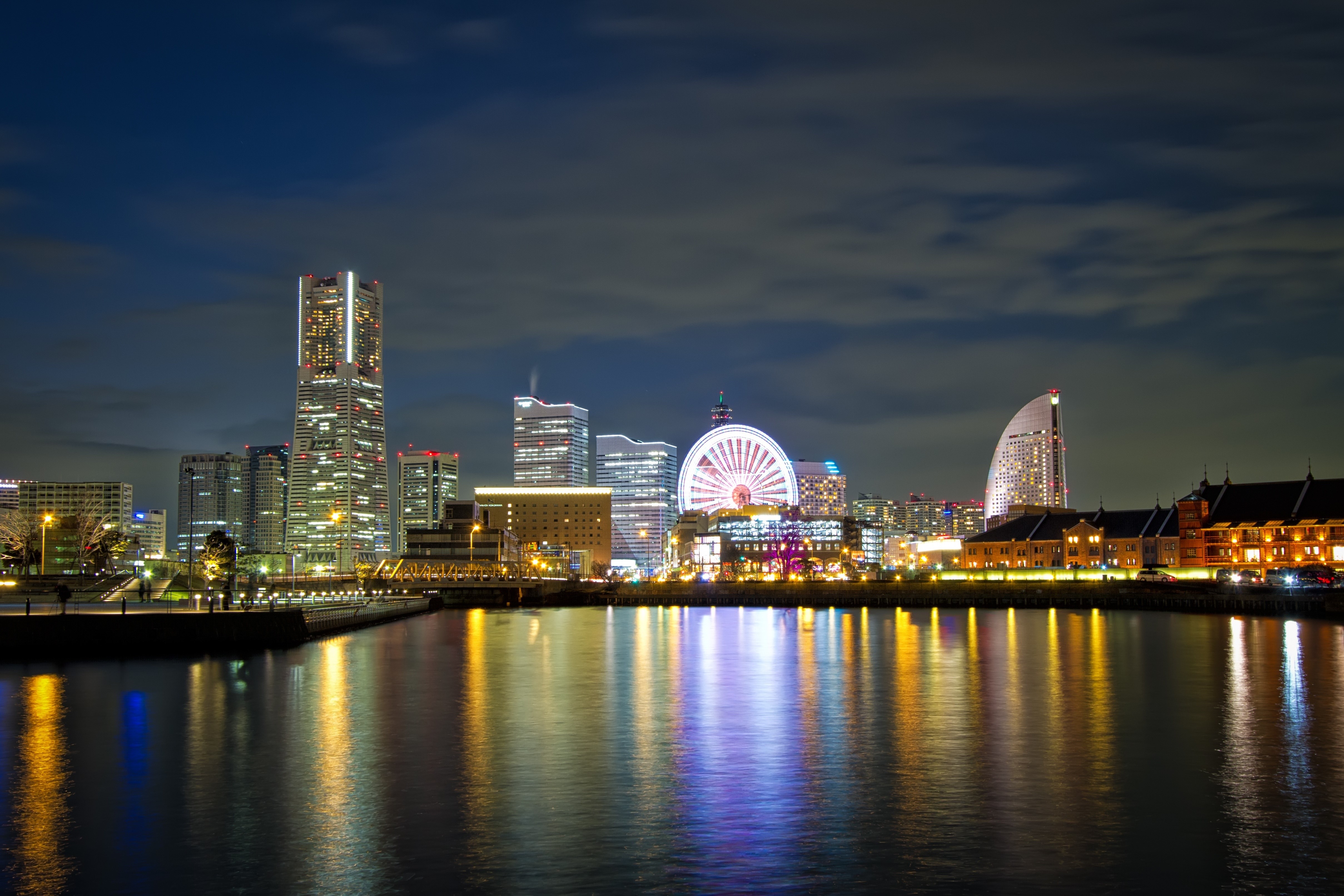 Yokohama Skyline at Night, Japan HD Wallpaper