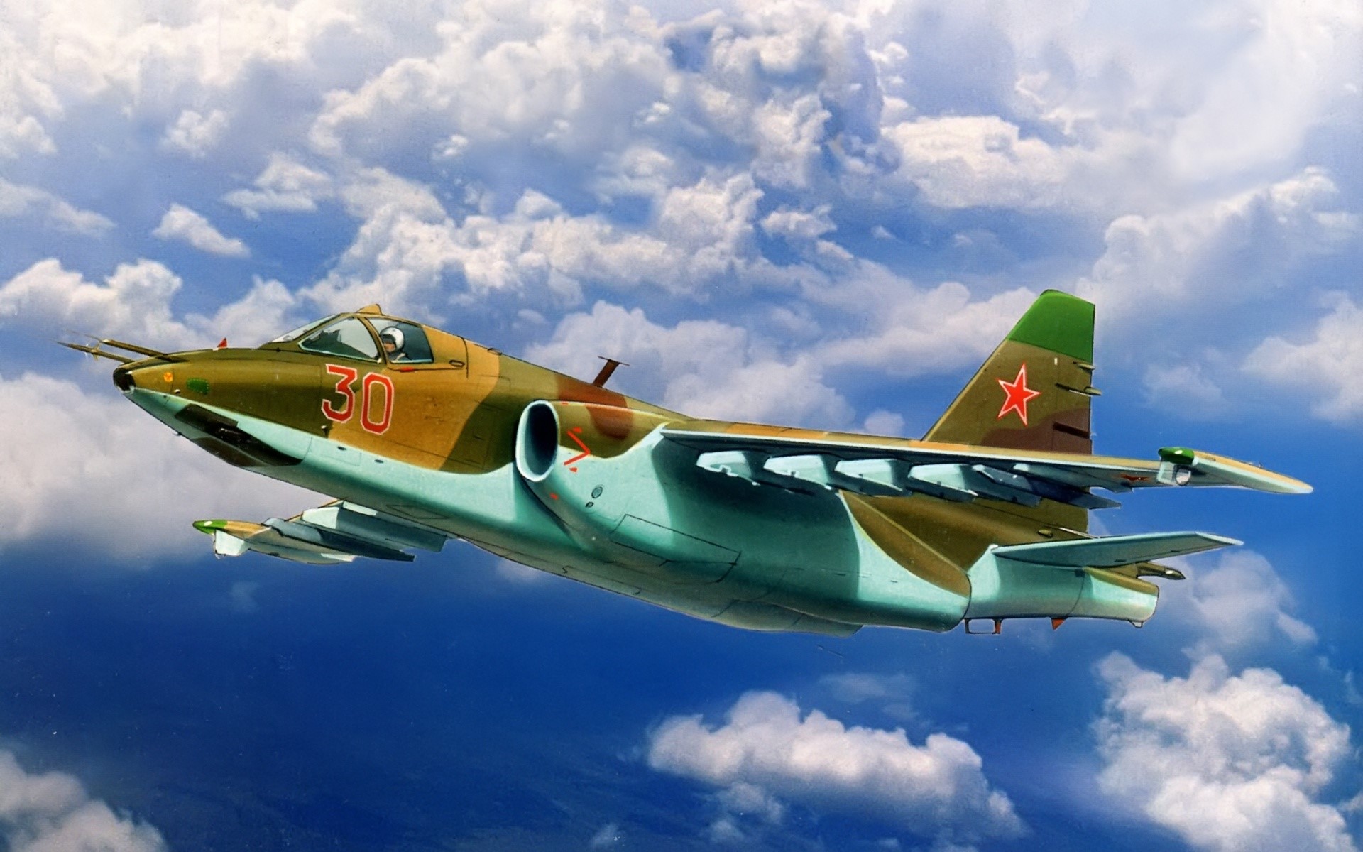 Sukhoi Su-25 Frogfoot camouflage painting HD Wallpaper