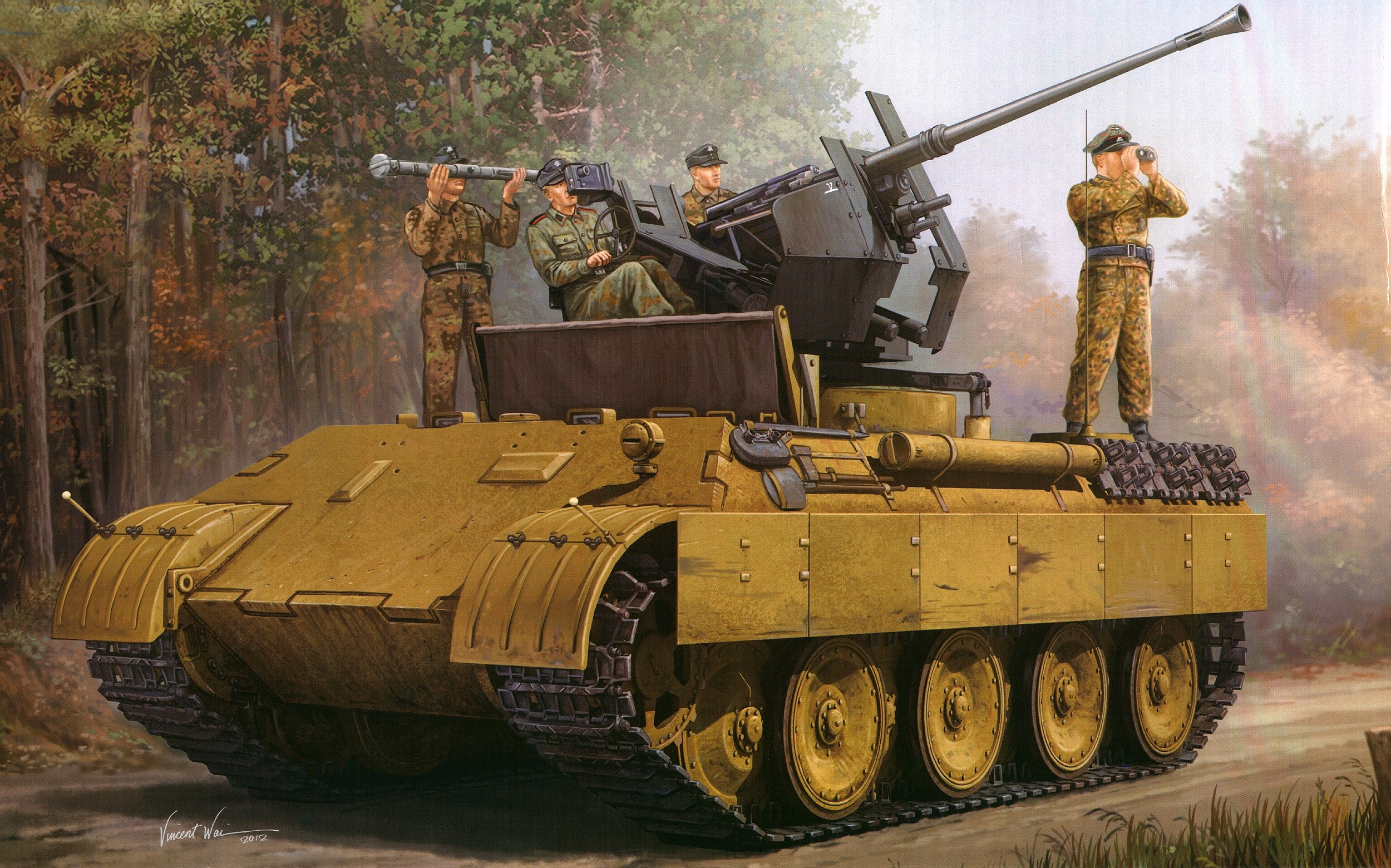 Panther Ausf.D Flak Bergepanther painting HD Wallpaper