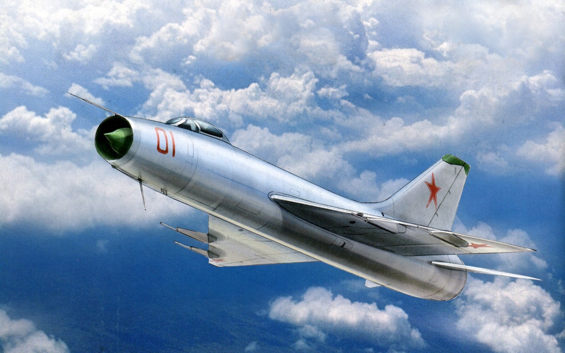 Soviet MiG-17 Fighter Jet in Flight HD Wallpaper