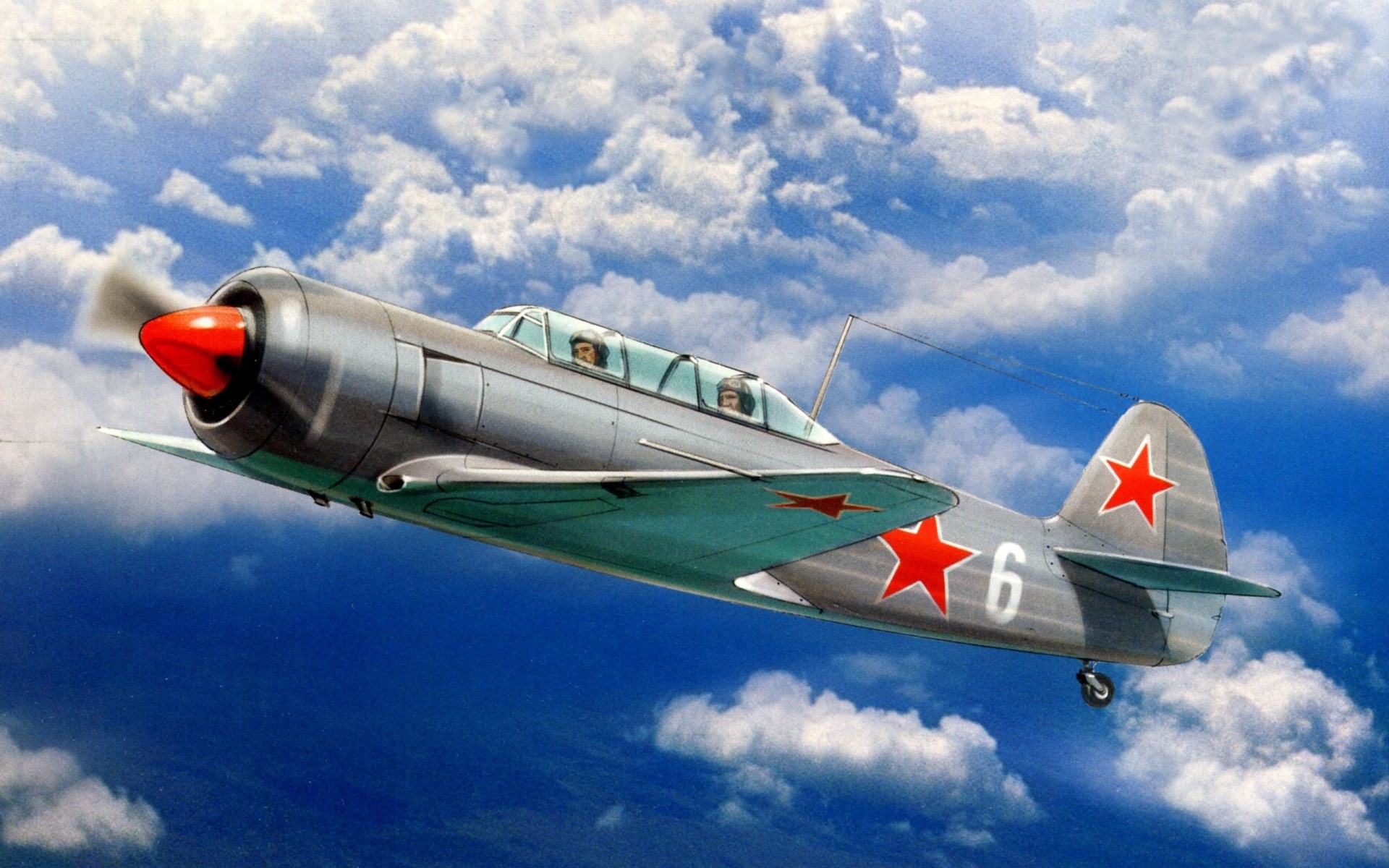 Yak-9 fighter plane in flight HD Wallpaper