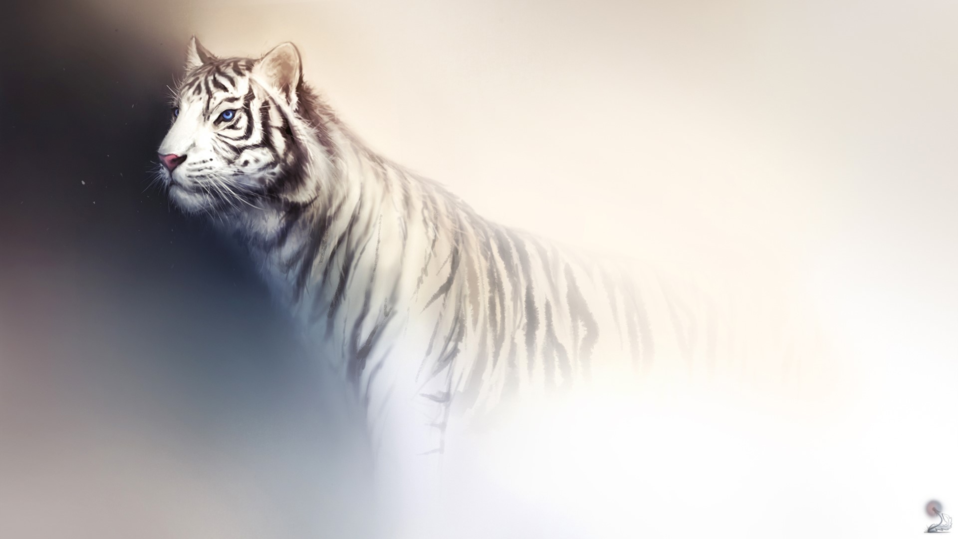 White tiger painting HD Wallpaper
