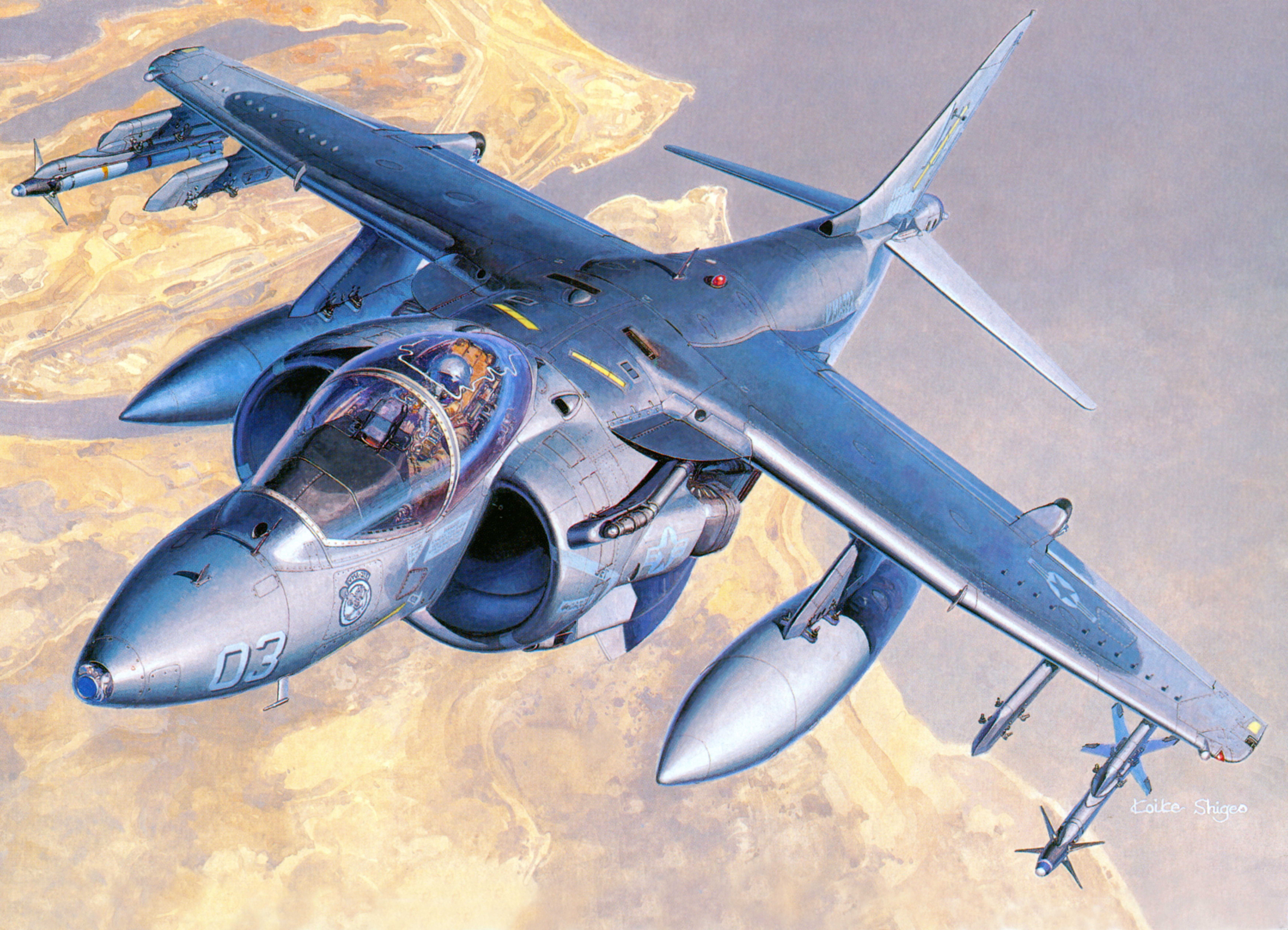 AV-8B Harrier II aircraft with missiles HD Wallpaper