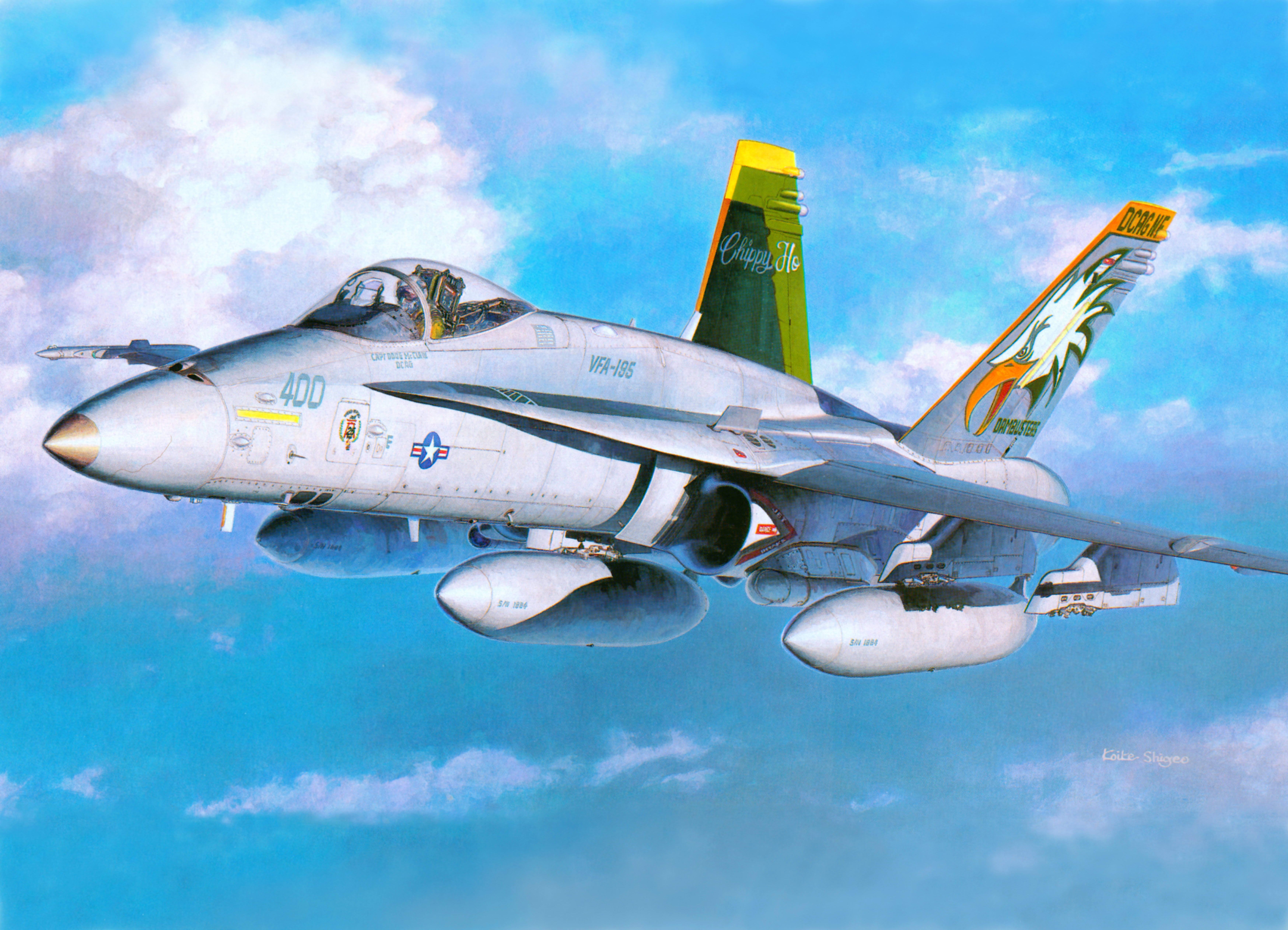 F-18C Hornet "Chippy Ho" VFA-195 Painting Art HD Wallpaper
