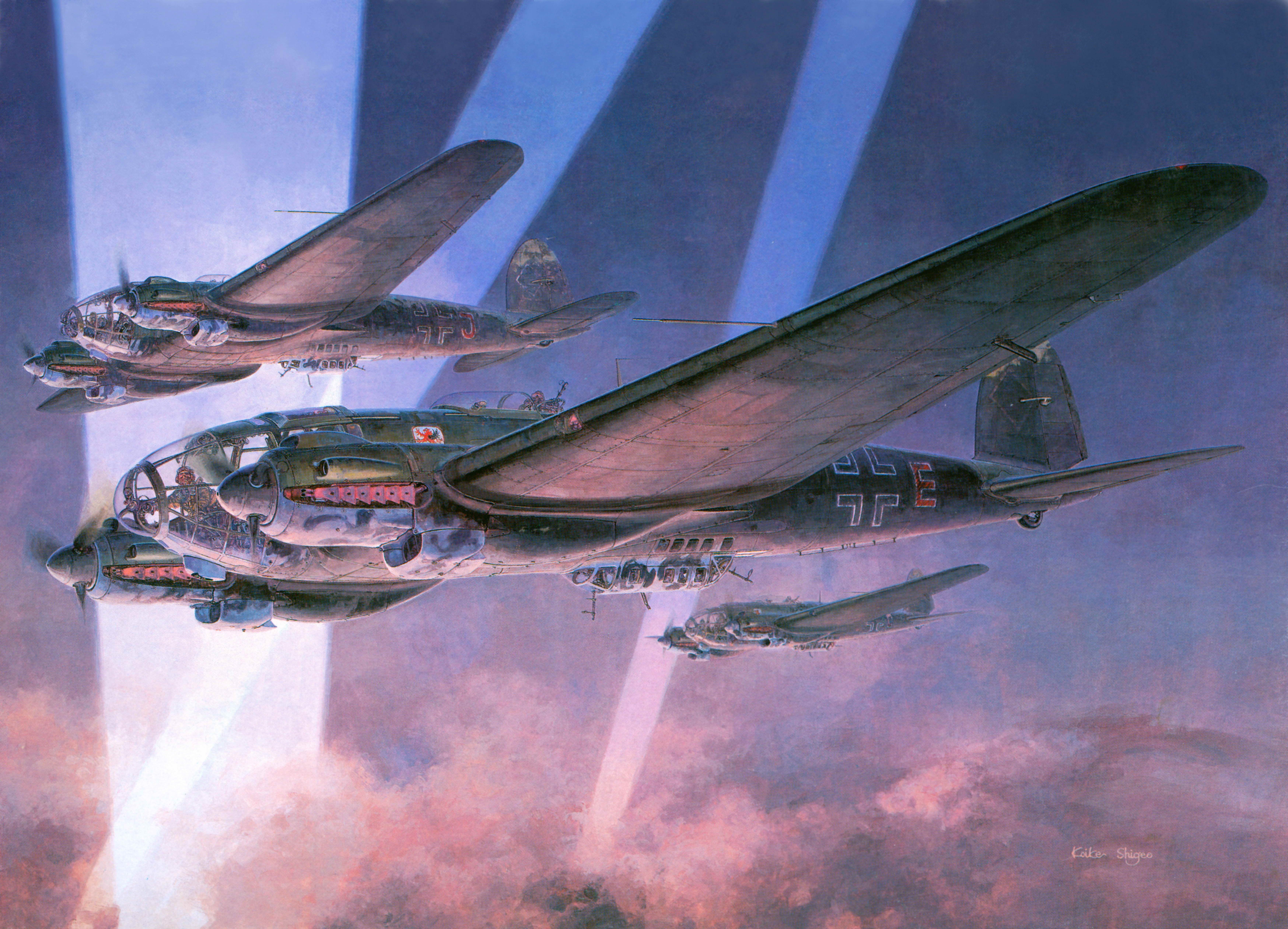 He 111P Bombers in Formation HD Wallpaper