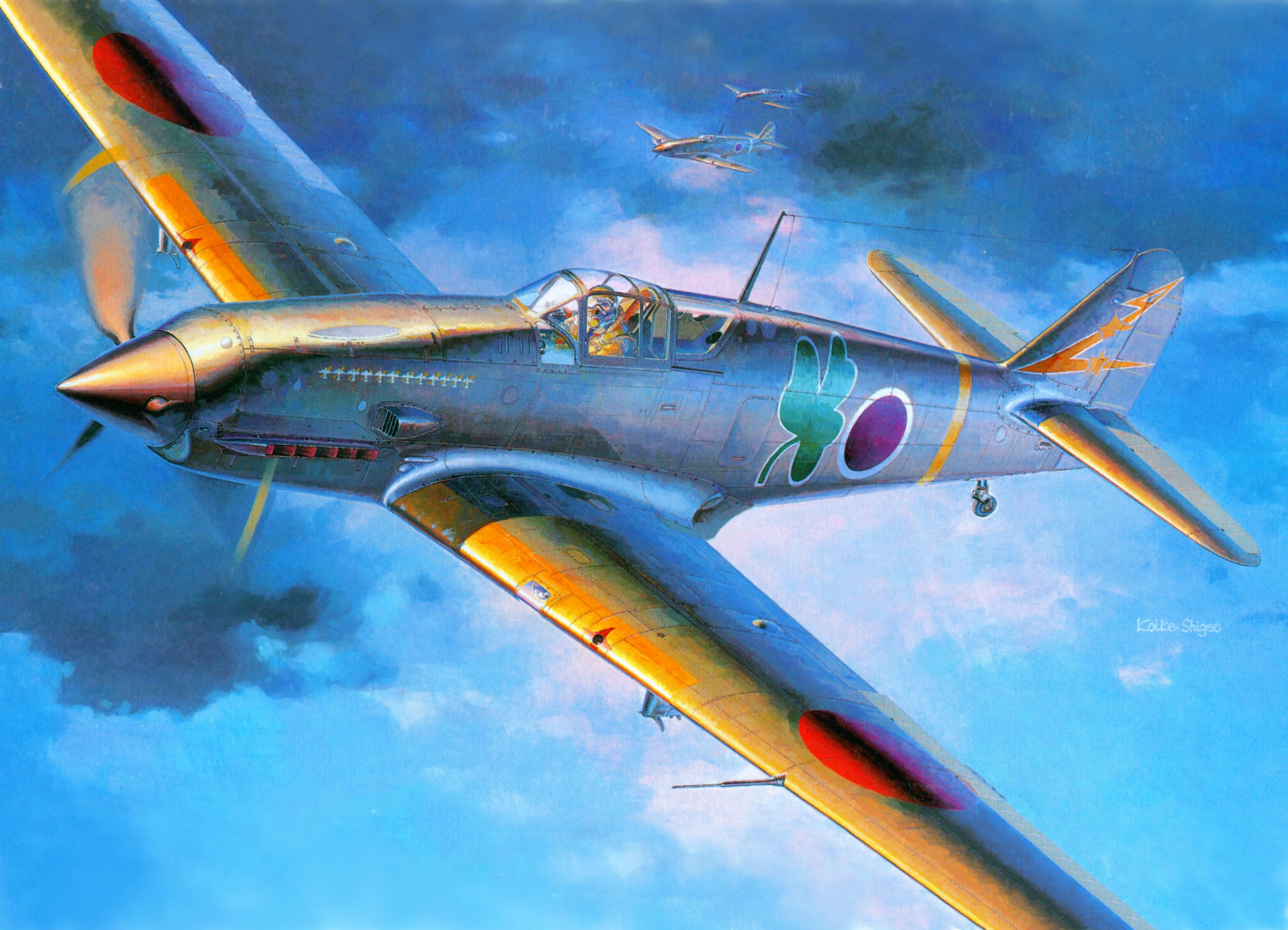 Ki-61-I Tei Airplane Painting Art HD Wallpaper