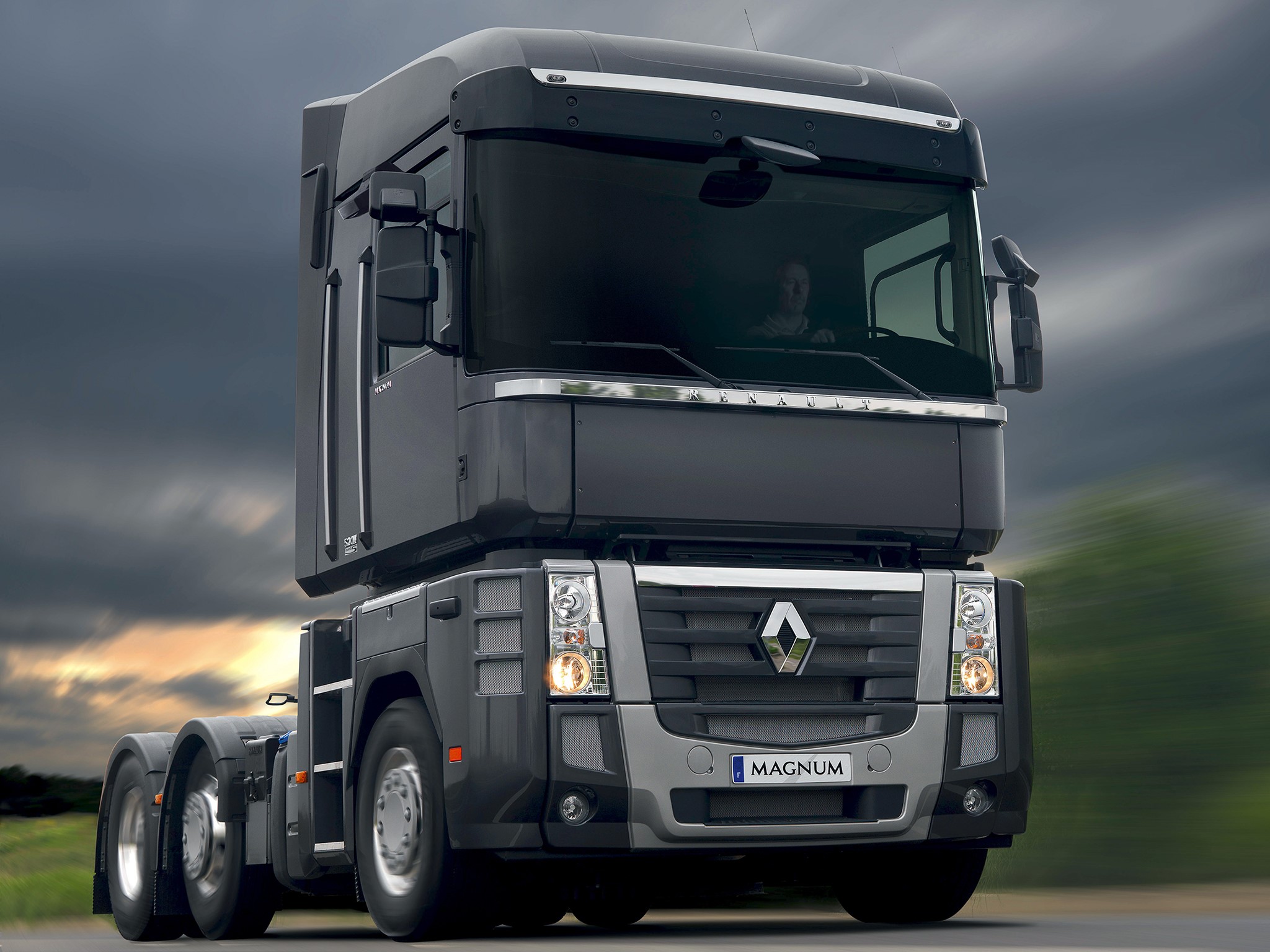Renault Magnum Truck Driving on Road HD Wallpaper