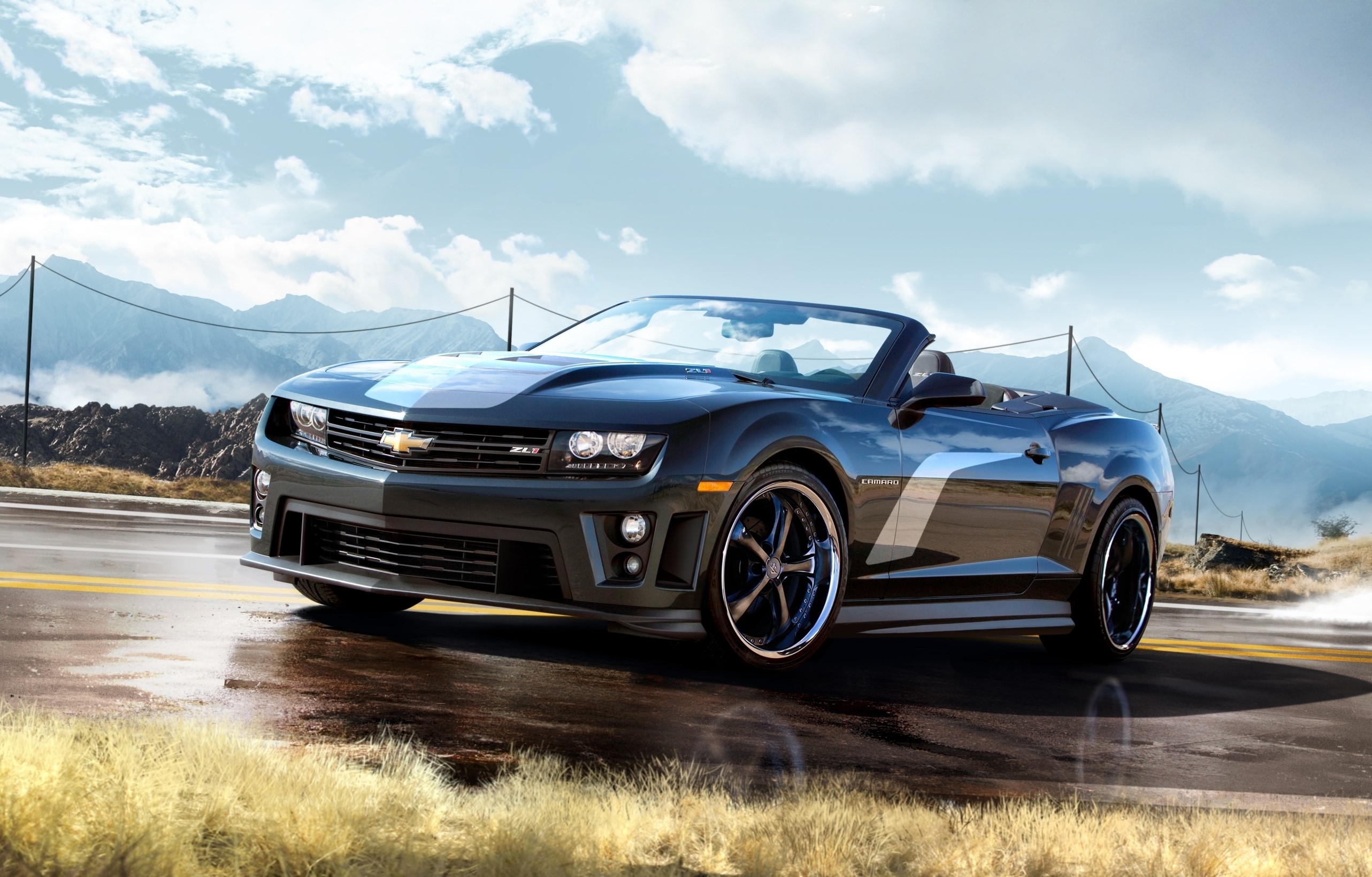 Chevrolet Camaro Convertible on a Wet Road HD Wallpaper