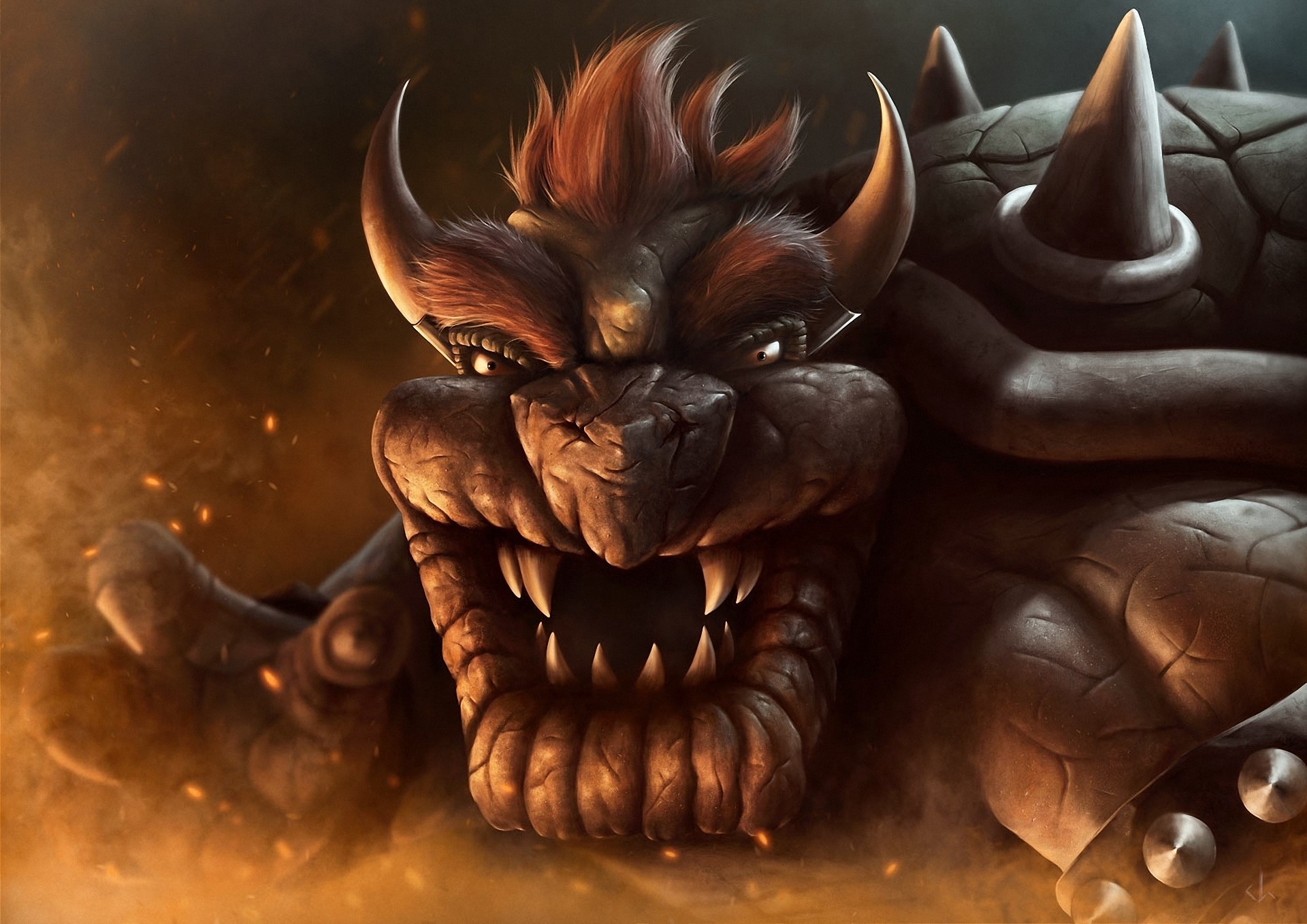 Bowser from Super Mario, close-up portrait HD Wallpaper