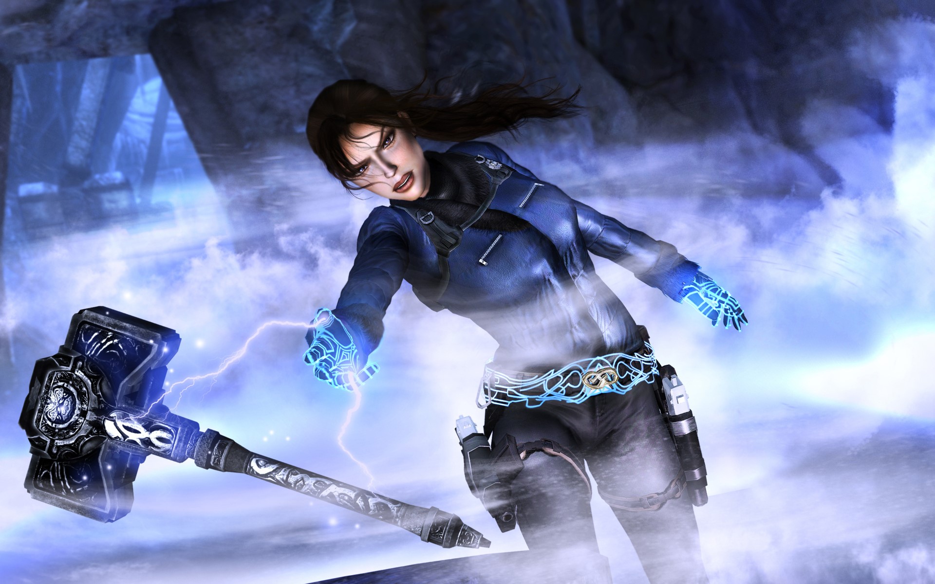 Lara Croft from Tomb Raider with a hammer HD Wallpaper