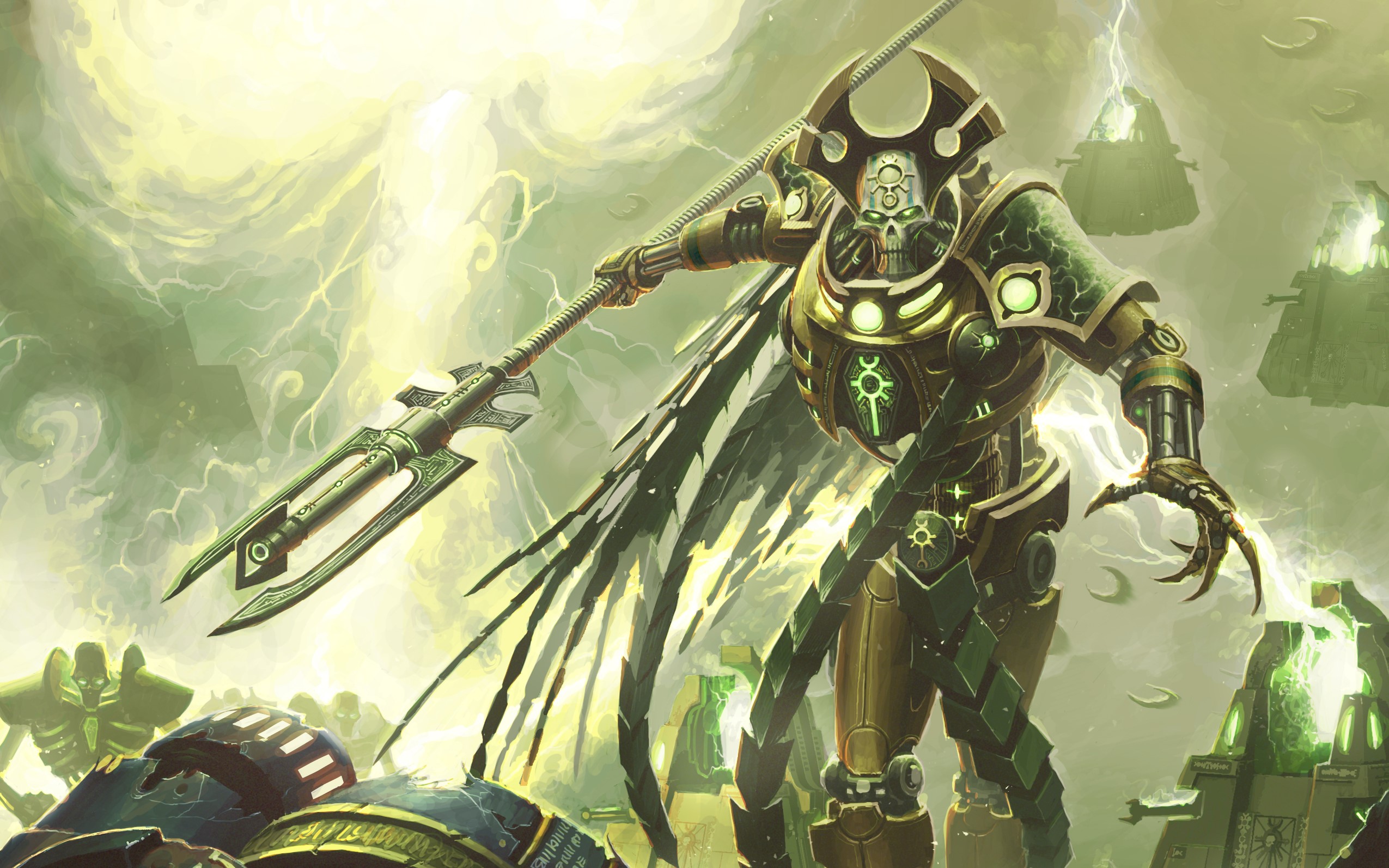 Necron Lord with Staff from Warhammer 40,000 HD Wallpaper
