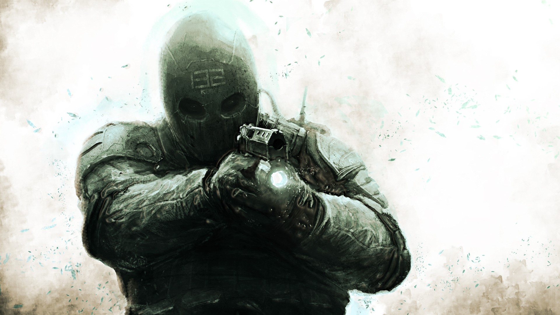 Warrior in tactical gear aiming a pistol HD Wallpaper