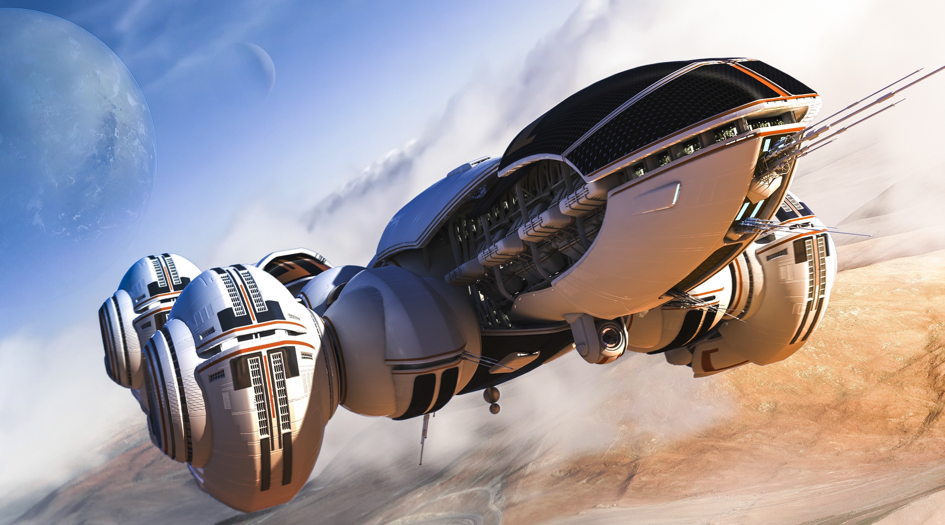 4K Technics Fantasy Spaceship HD Wallpaper