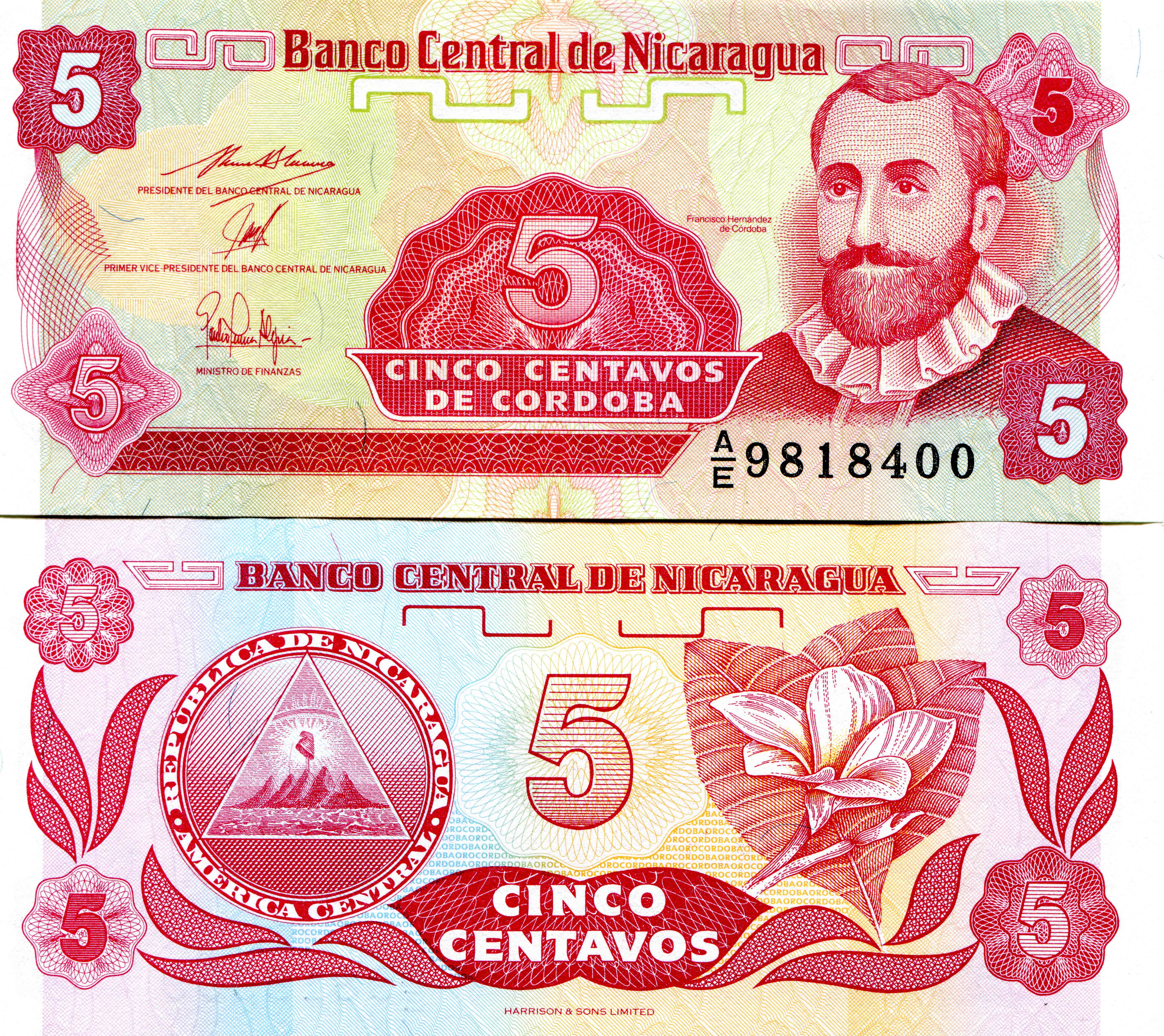 Banco Central de Nicaragua 5 Centavos de Cordoba banknote HD Wallpaper