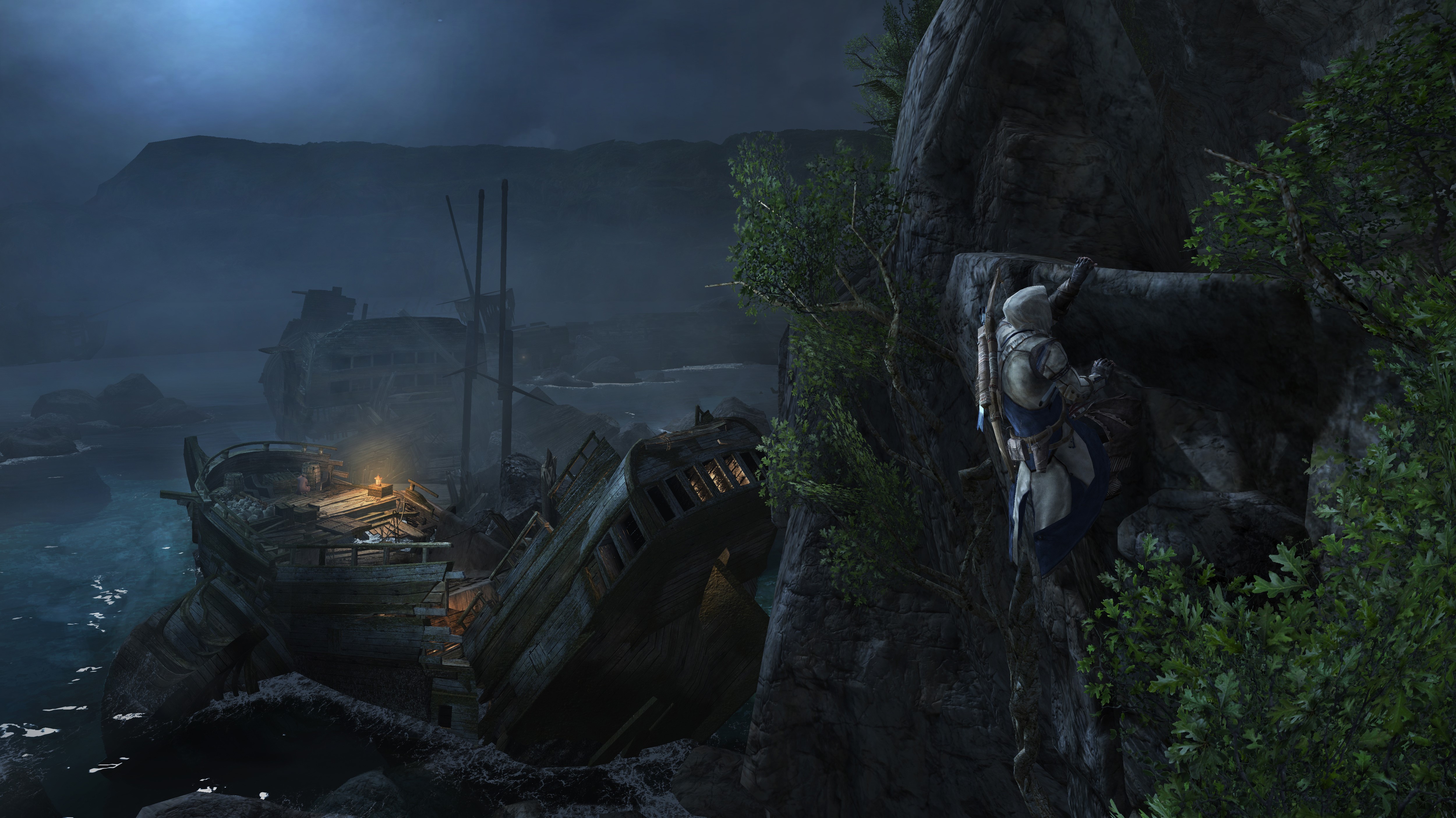 Assassin's Creed 3 shipwreck at night HD Wallpaper