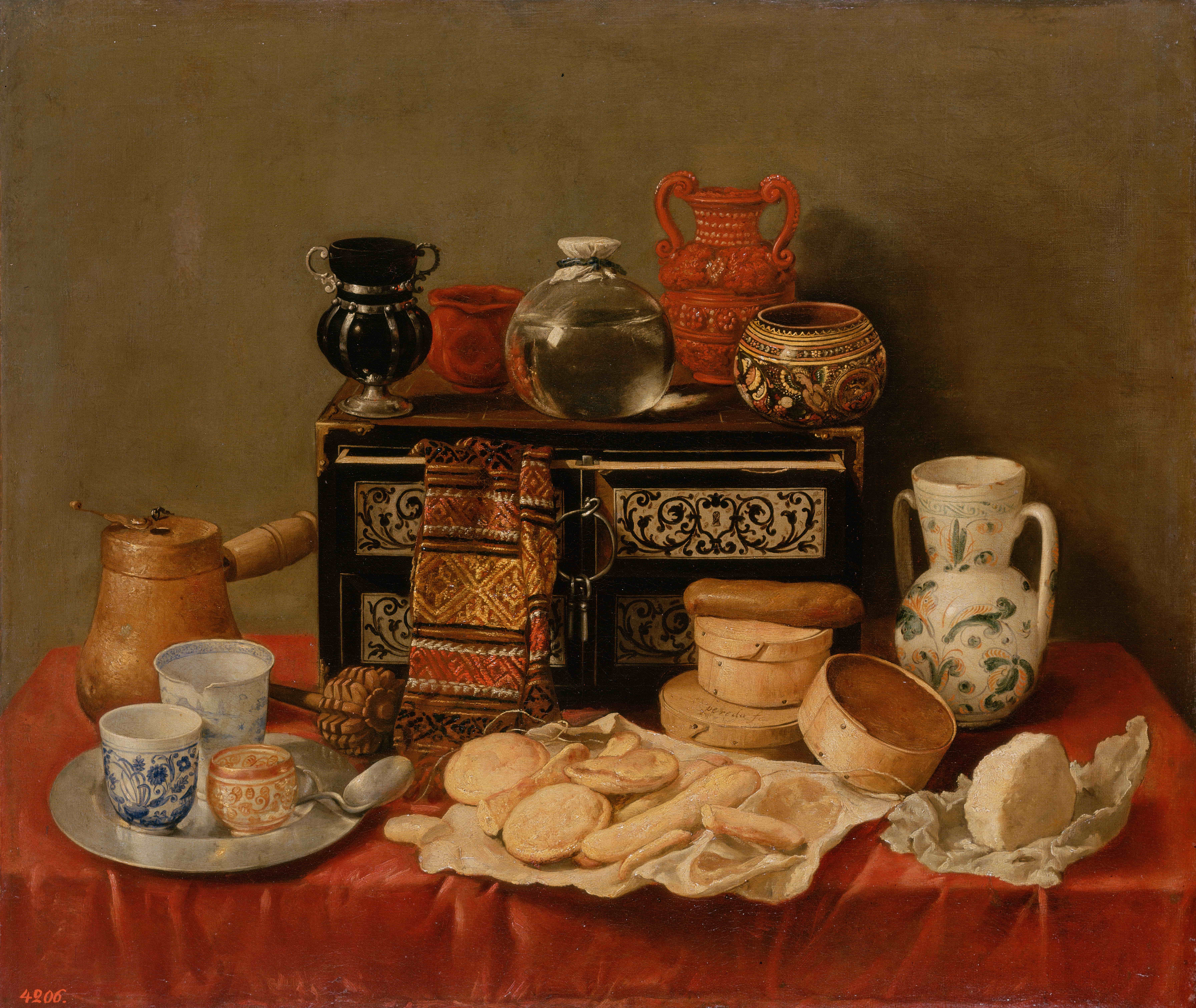 Still Life with an Ebony Chest by Antonio de Pereda HD Wallpaper