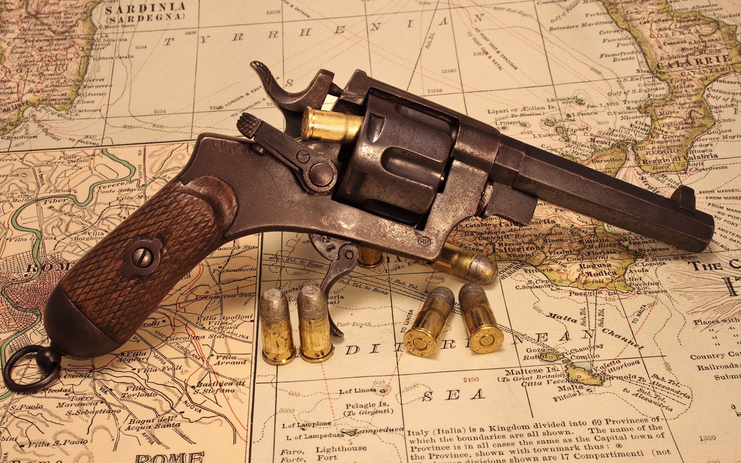 Antique Revolver and Ammunition on Map HD Wallpaper