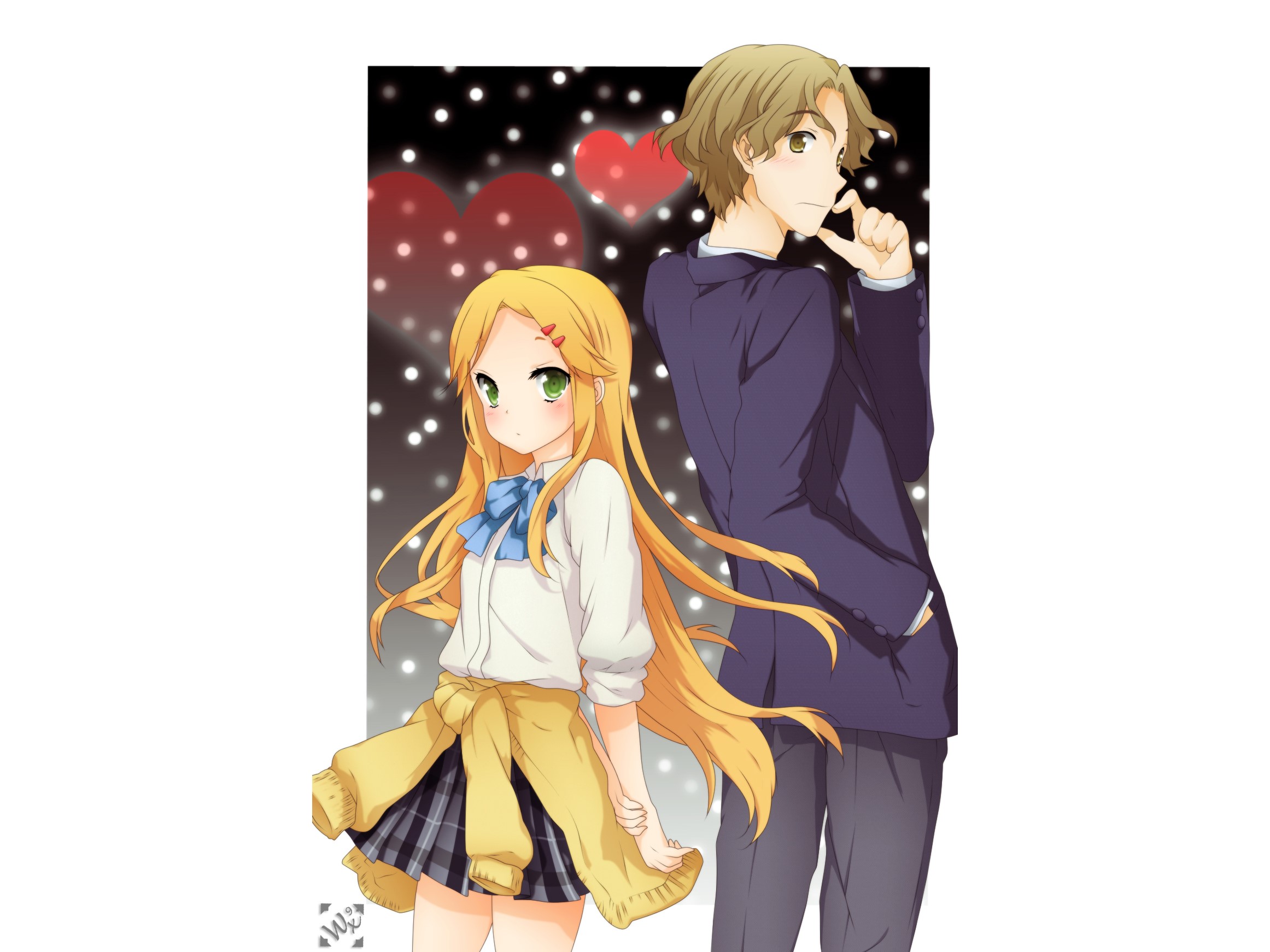 Young girl and young man from Kokoro Connect HD Wallpaper