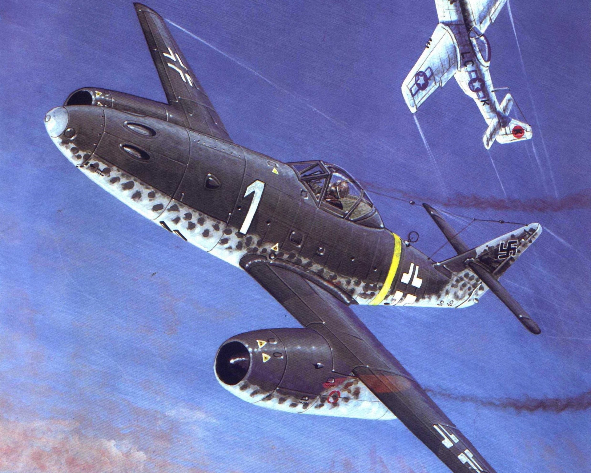 Messerschmitt Me 262 jet fighter in combat HD Wallpaper