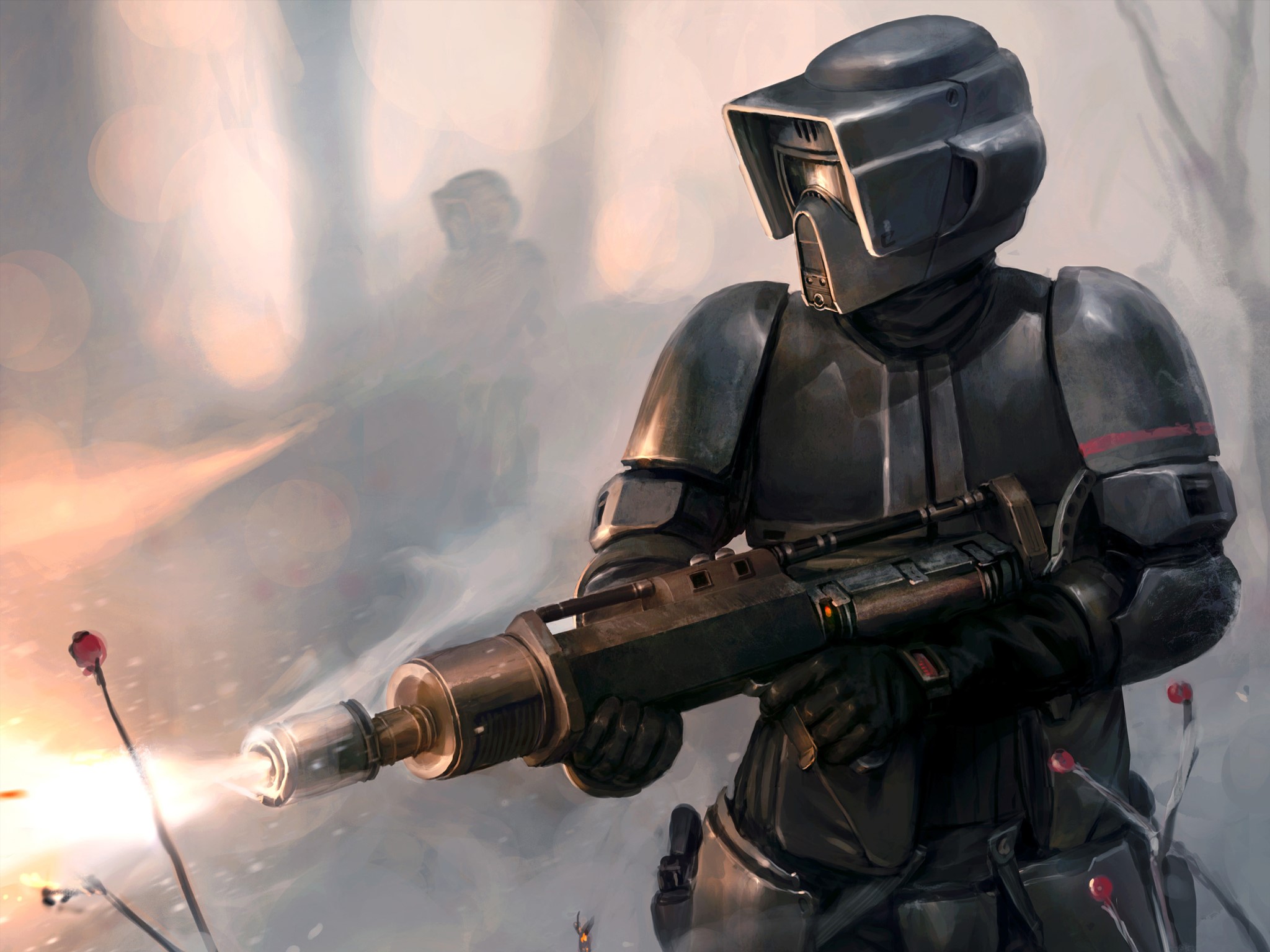 Star Wars Scout Trooper firing a weapon HD Wallpaper