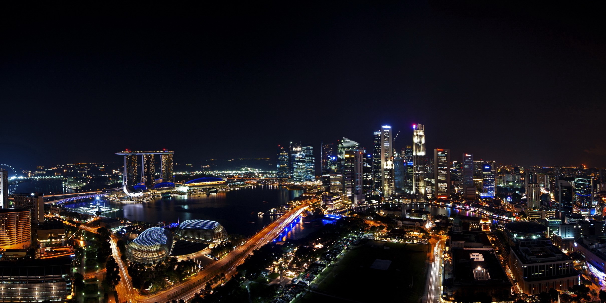 Singapore skyline at night HD Wallpaper