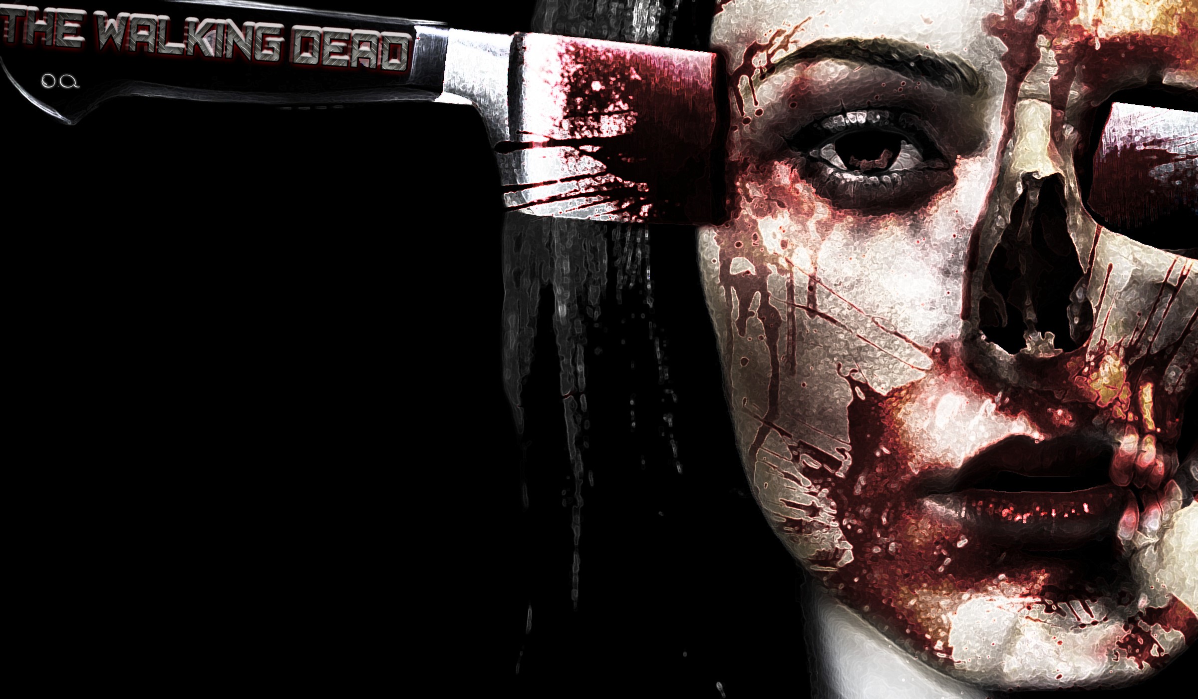 The Walking Dead knife impaling a zombie face HD Wallpaper