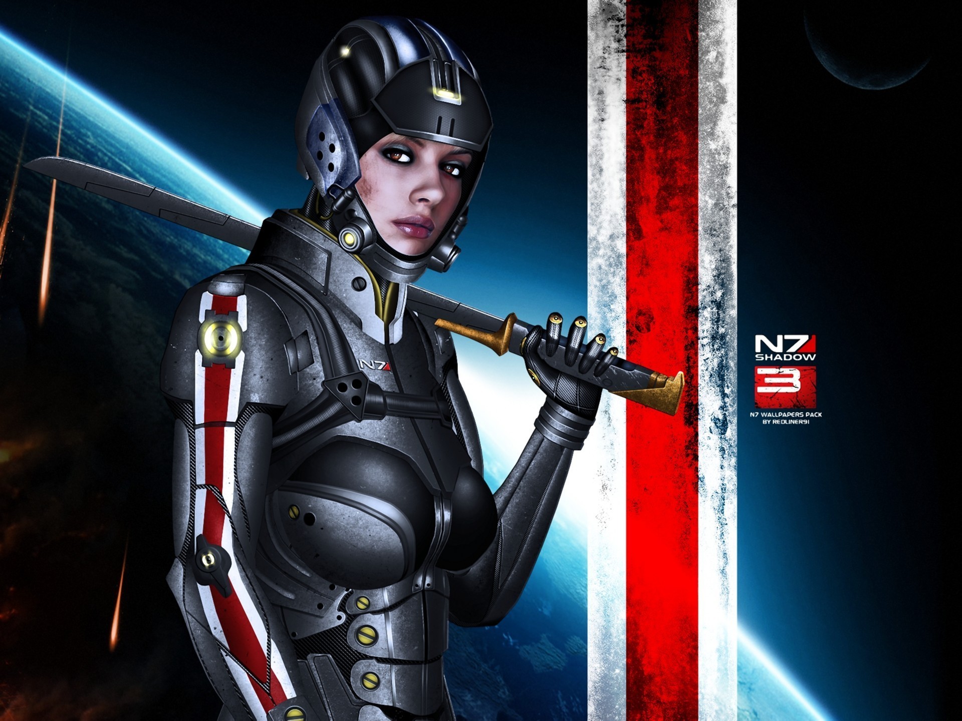 Female soldier with sword from Mass Effect 3 HD Wallpaper