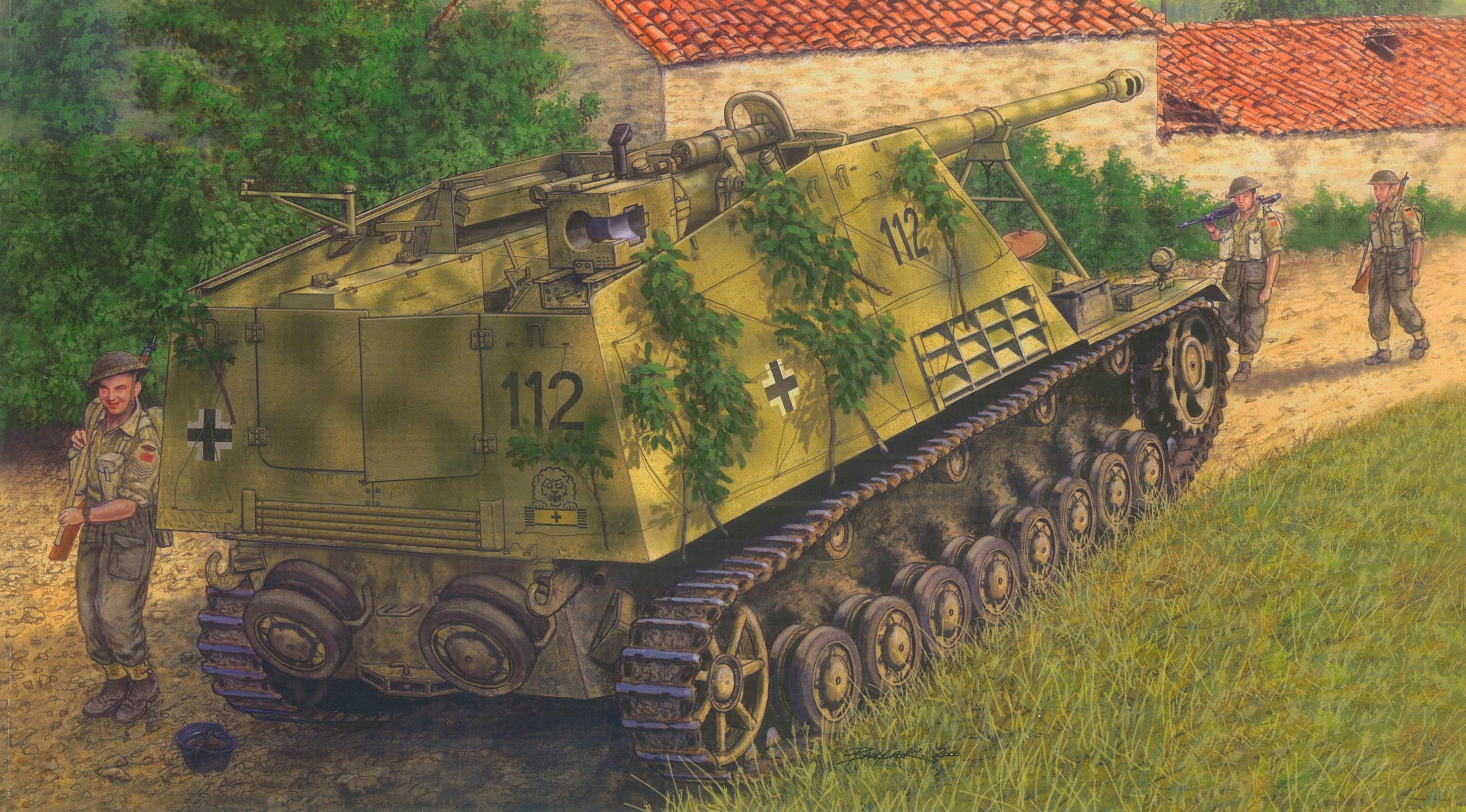 Sd.Kfz. 164 Nashorn SPG with soldiers HD Wallpaper