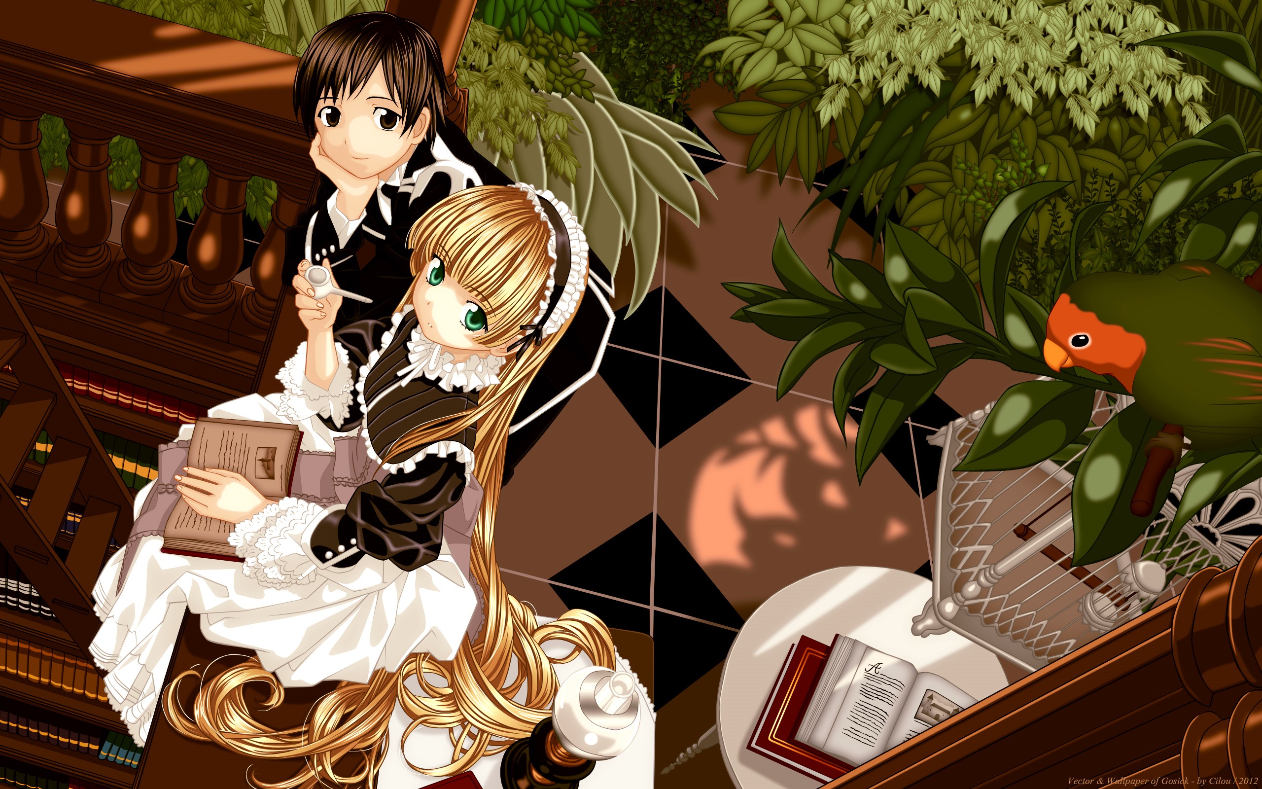 Victorique and Kazuya from Gosick reading books HD Wallpaper