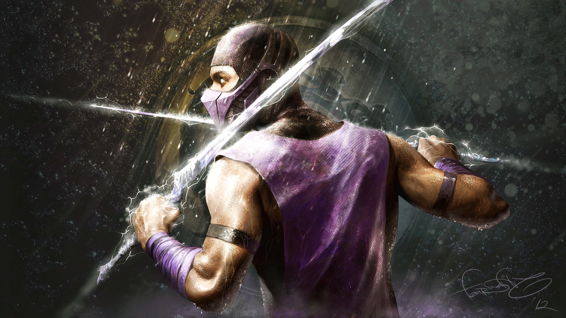 Rain from Mortal Kombat holding a lightning sword HD Wallpaper