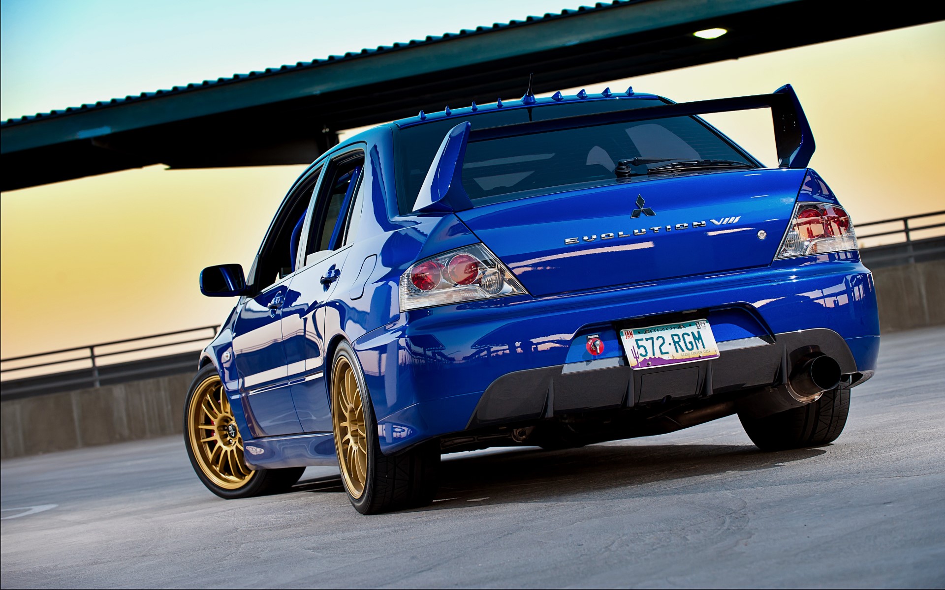 Blue Mitsubishi Lancer Evolution VIII HD Wallpaper