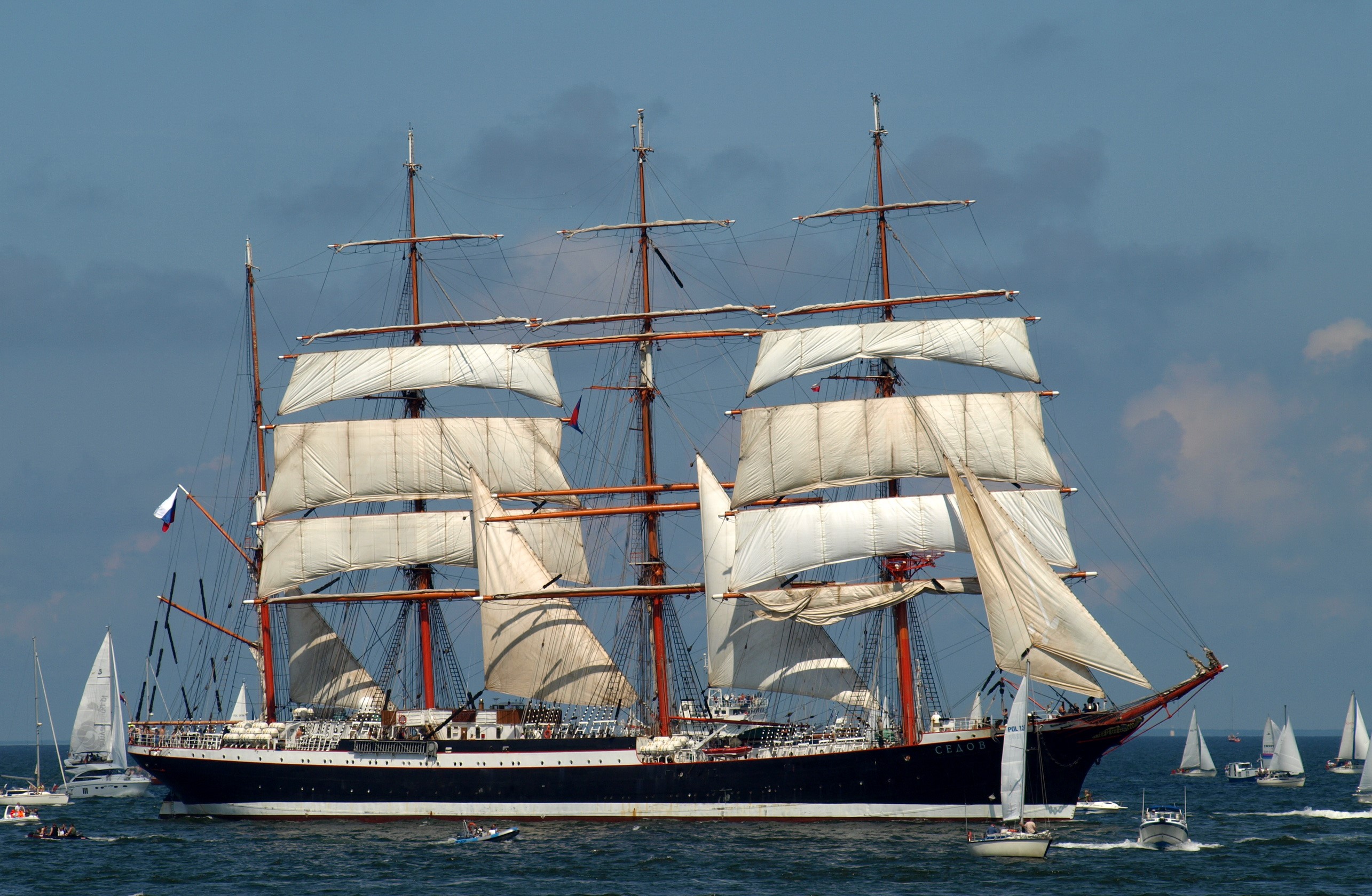 The Sedov sailing ship with sails unfurled HD Wallpaper