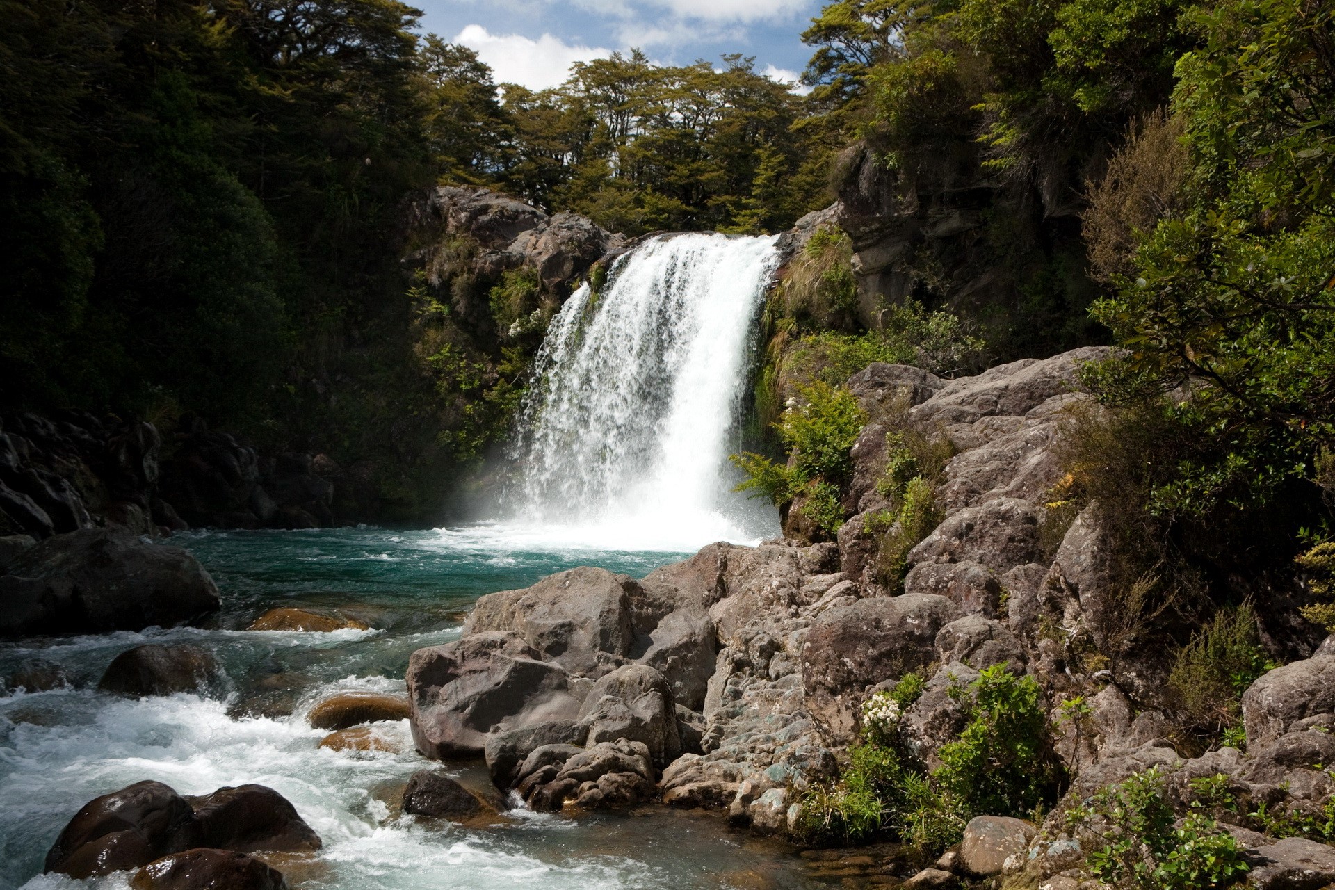 Waterfall in New Zealand HD Wallpaper