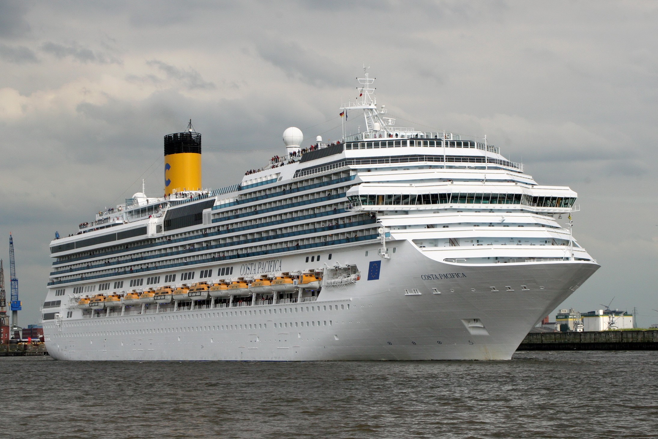 Costa Pacifica cruise liner sailing on water HD Wallpaper