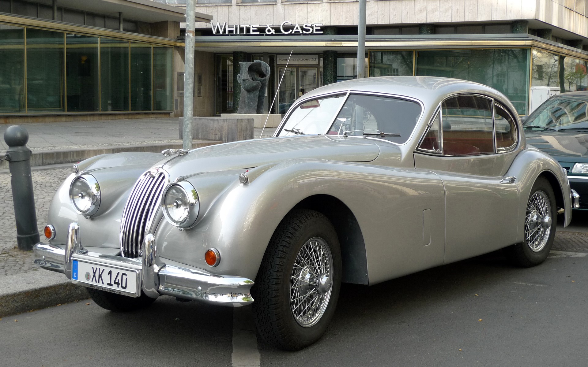 Silver Jaguar XK 140 Coupe HD Wallpaper