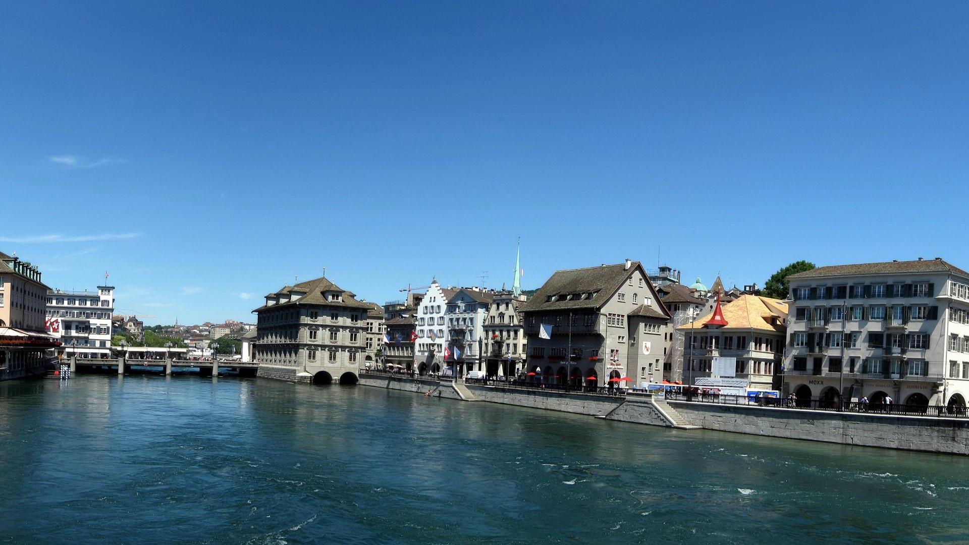 Zurich, Switzerland cityscape with Limmat River HD Wallpaper