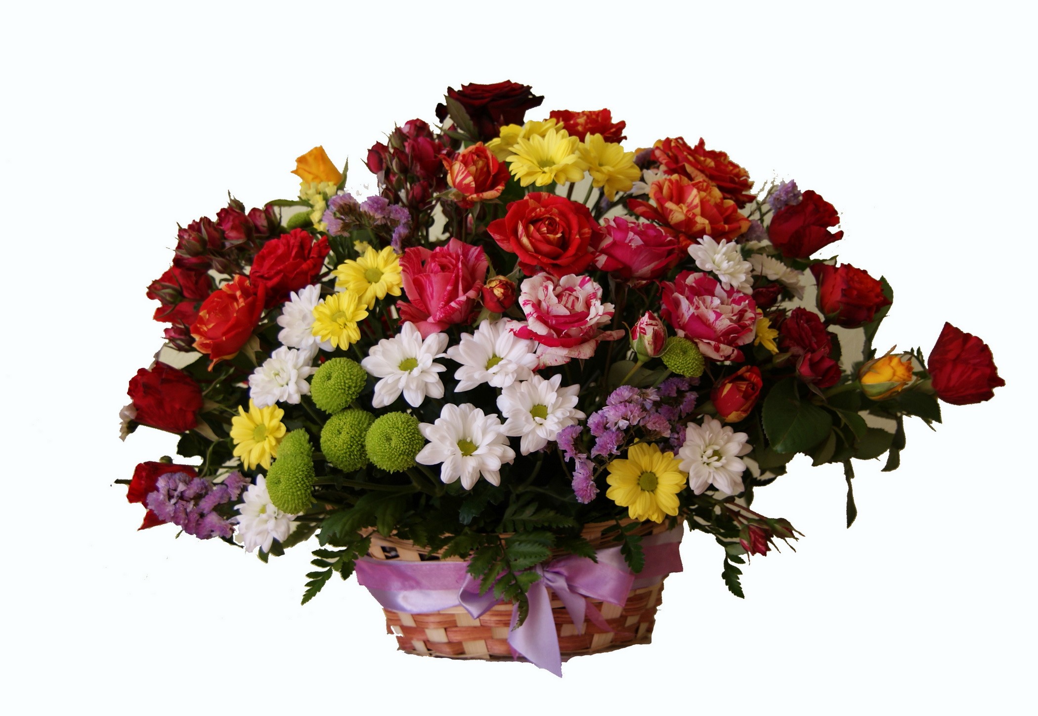 Colorful flower arrangement in a basket HD Wallpaper