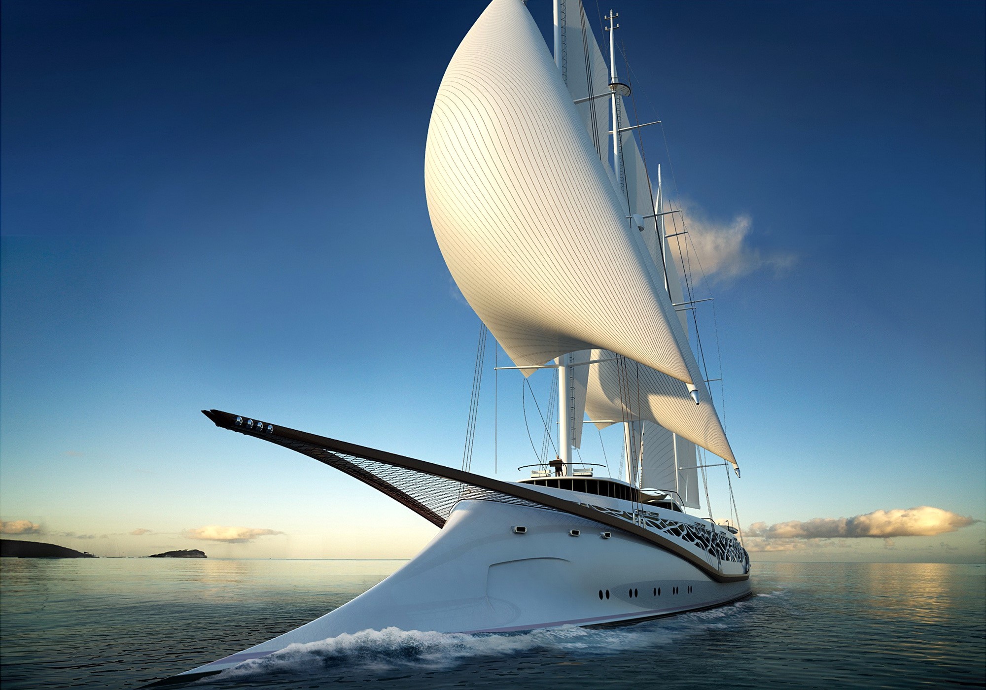 Luxury sailing yacht on the ocean HD Wallpaper