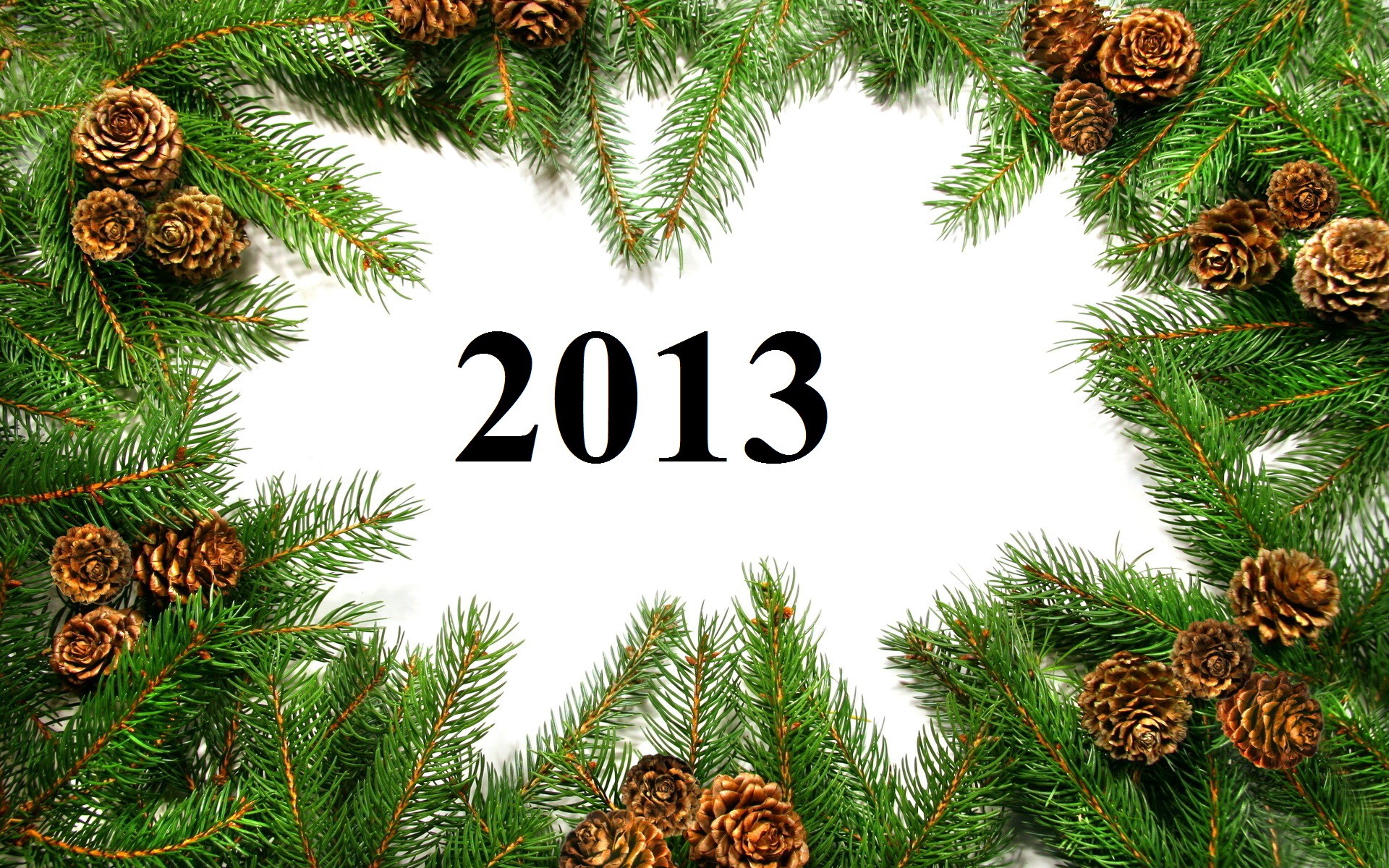 Christmas wreath with pine cones and the year 2013 HD Wallpaper