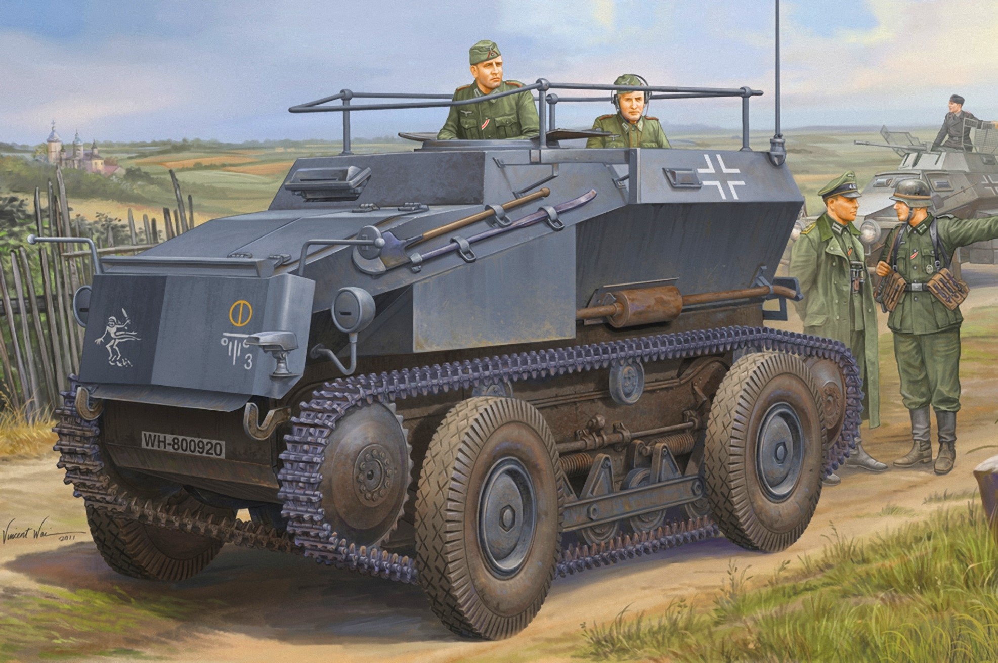 German Sd.Kfz. 222 armored car with soldiers HD Wallpaper