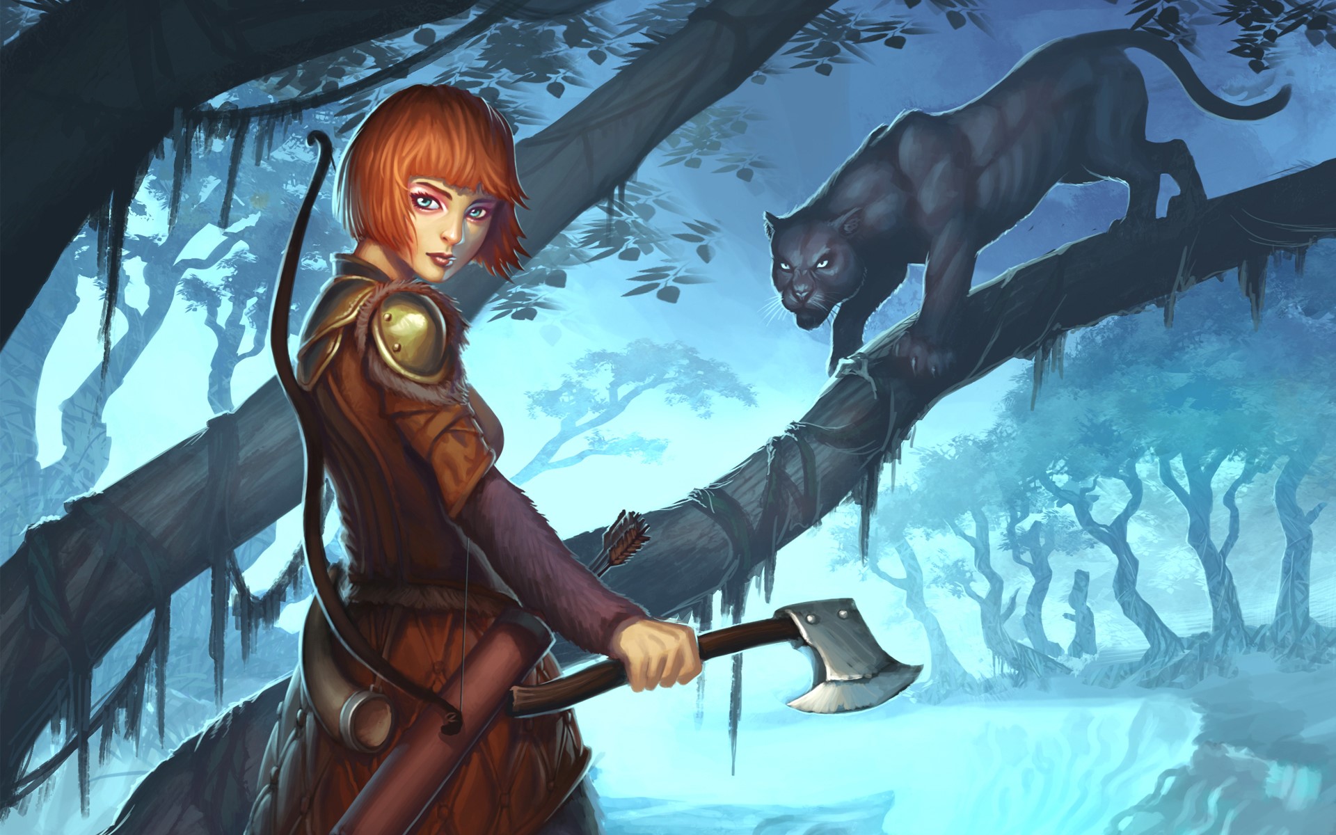 Girl with axe and bow from Guild Wars HD Wallpaper