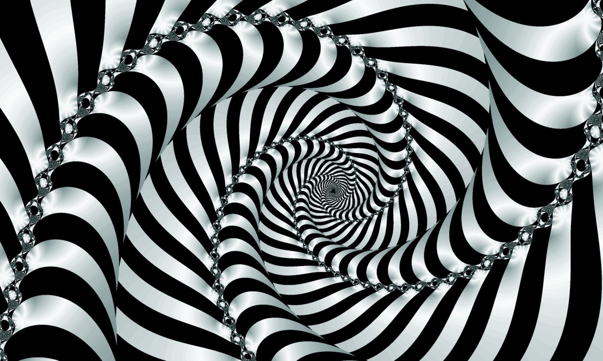 Black and white spiral fractal pattern HD Wallpaper